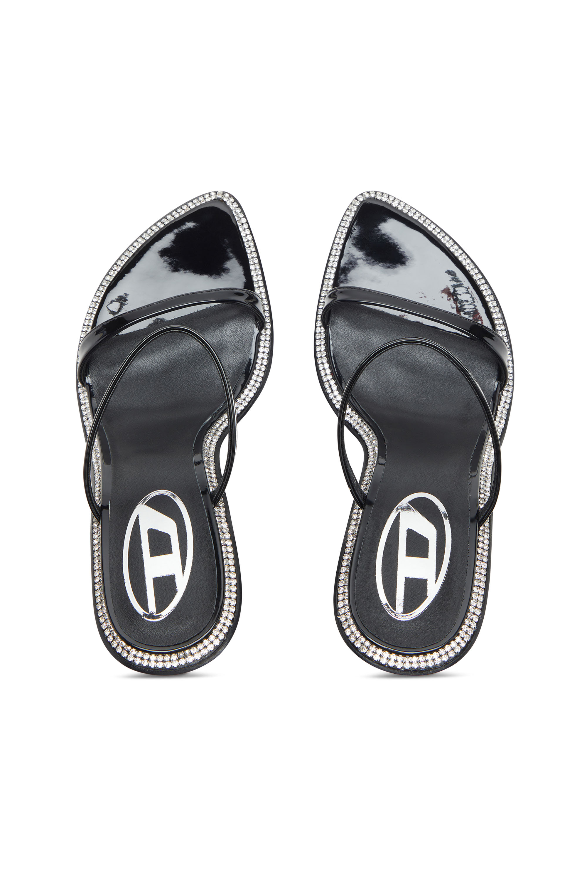 Diesel - D-HAVANNA SDL, D-Havanna-Mules à brides en cuir verni avec cristaux Femme in Noir - 4