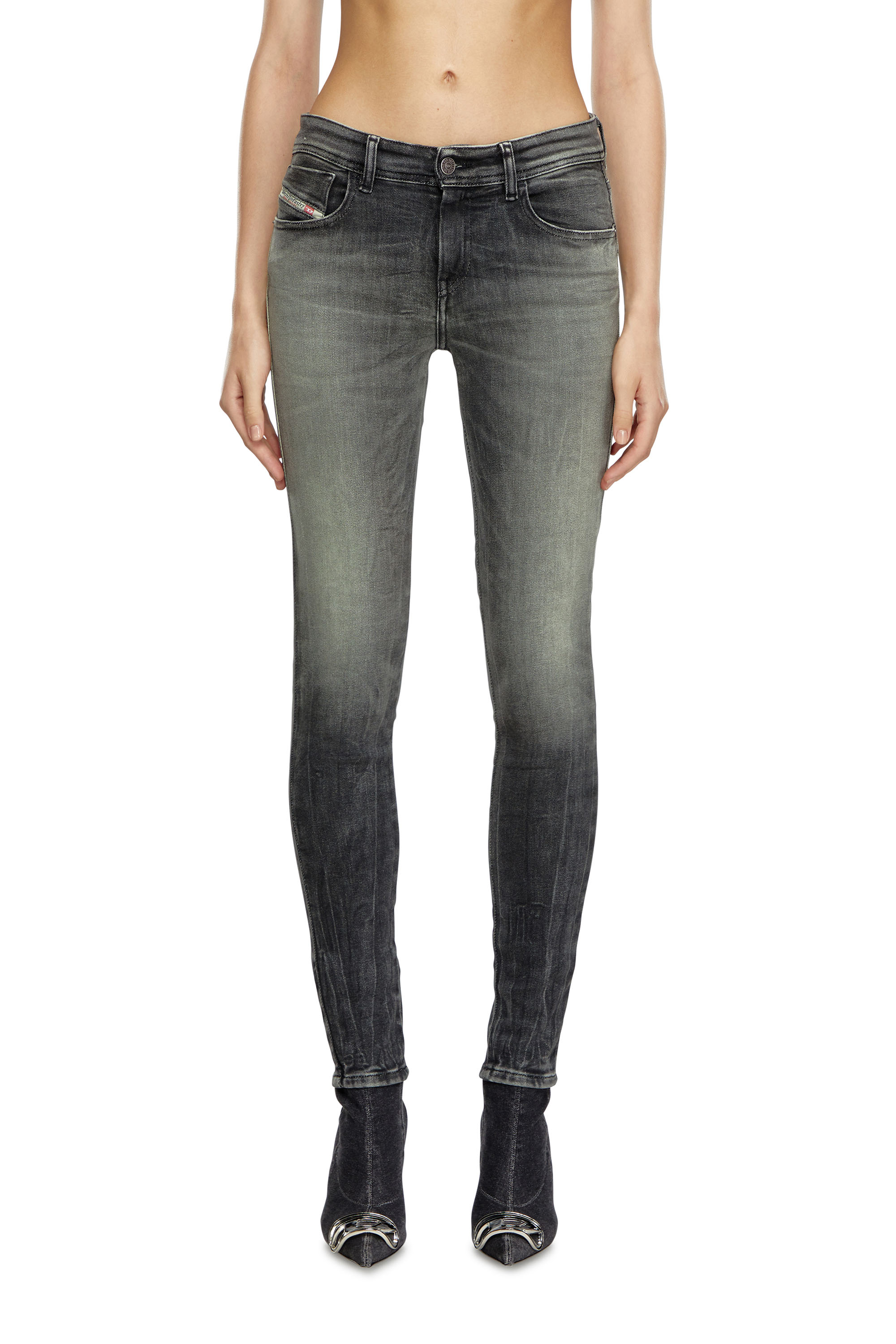 Diesel - Skinny Jeans 2017 Slandy 09J08 Femme, Noir/Gris foncé - Image 1