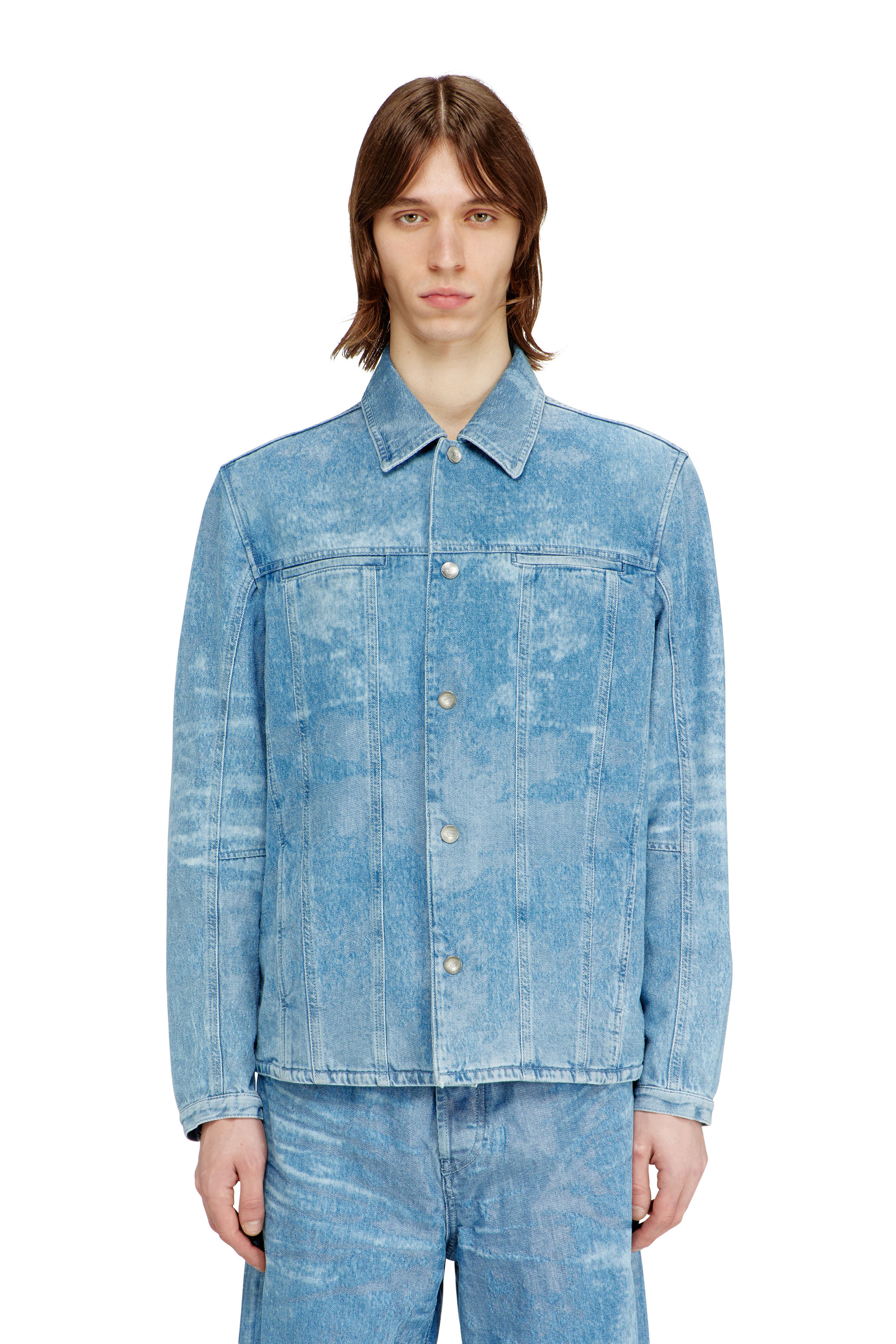 Diesel - D-SERON-FSI, Veste en denim satin&eacute; Homme in Bleu - 3