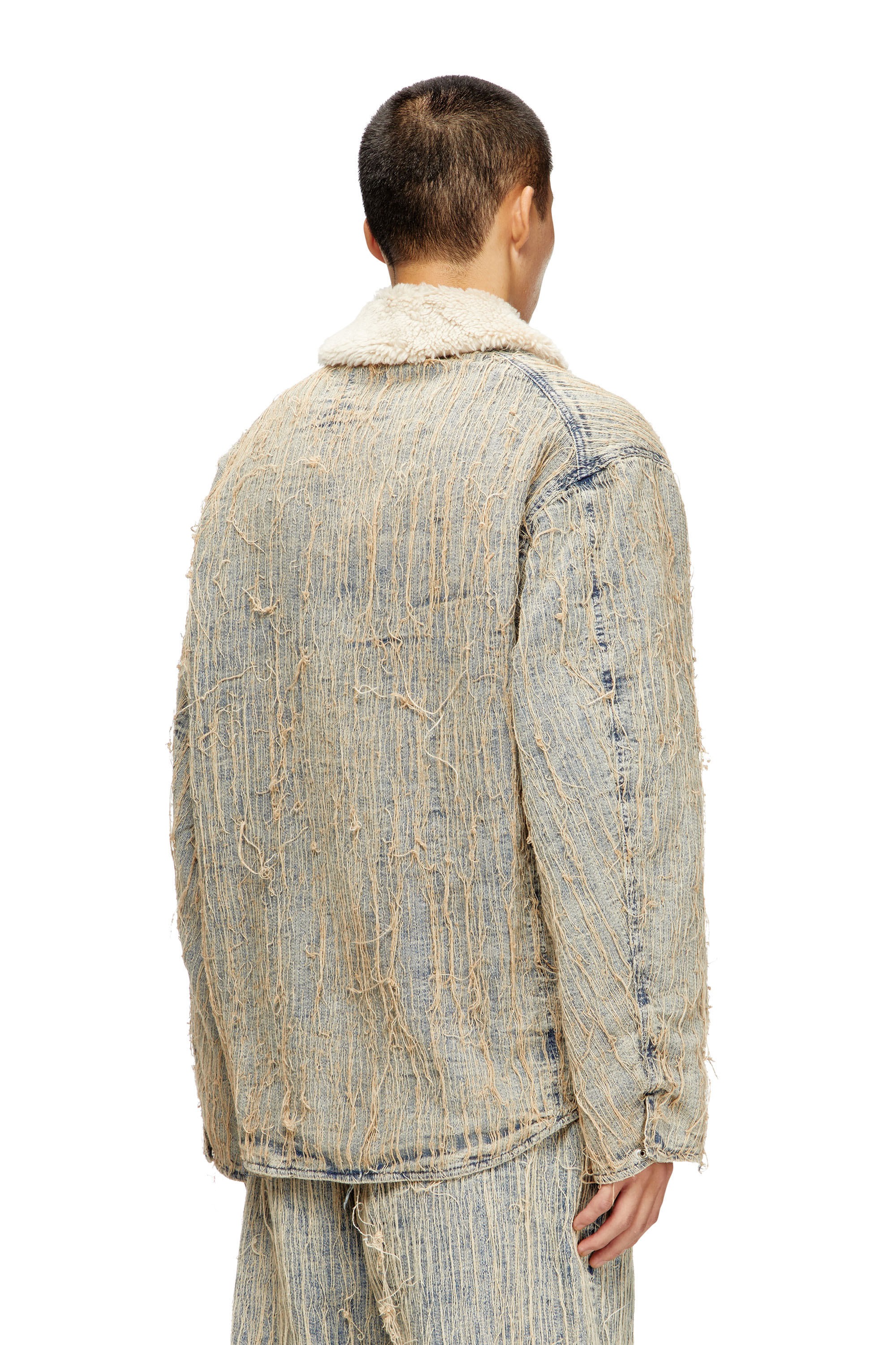 Diesel - D-IVAR-S, Man's Jacket in floating-thread jacquard denim in Light Blue - 4