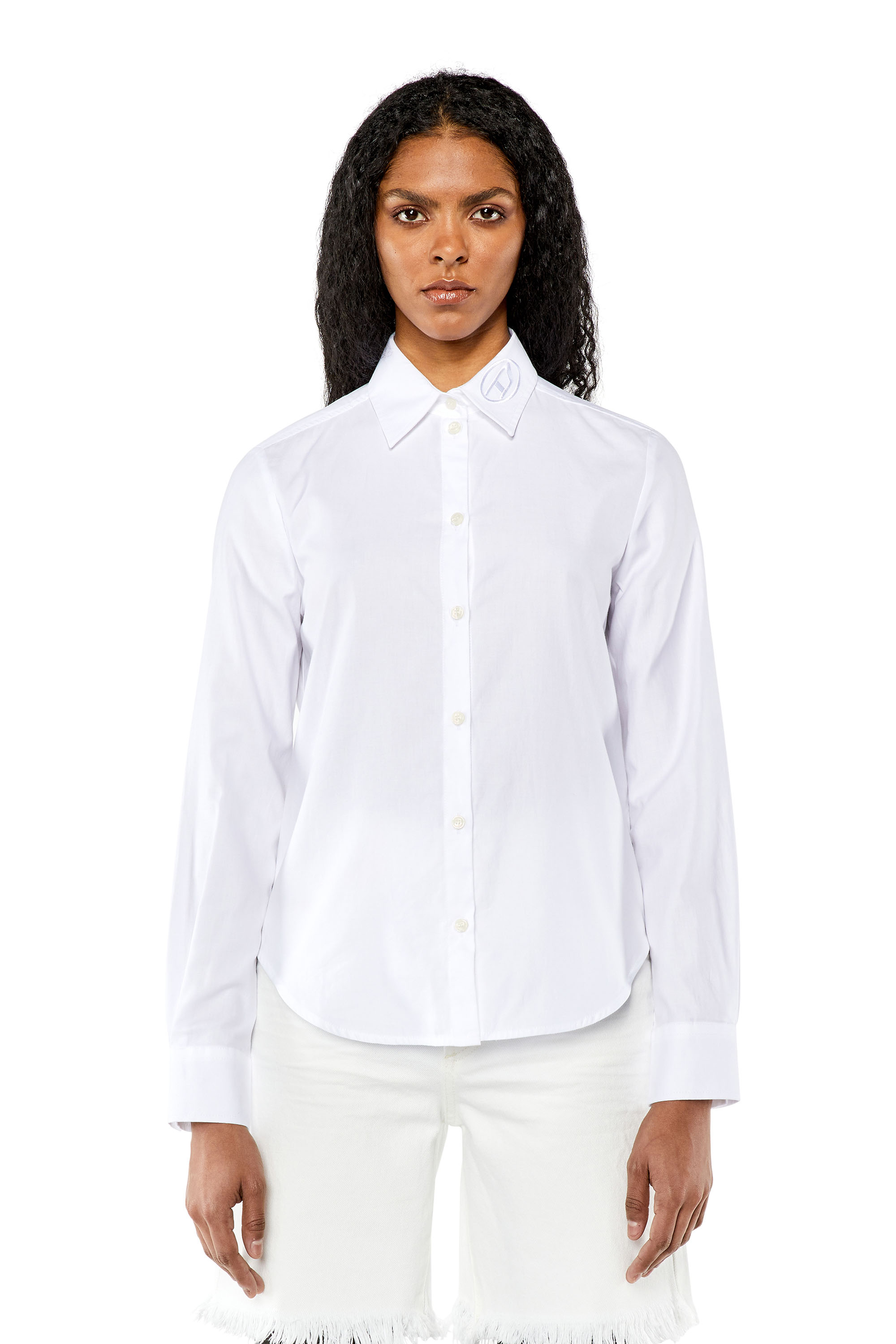 Diesel - C-GIS, Woman Poplin shirt with tonal D embroidery in White - Image 5