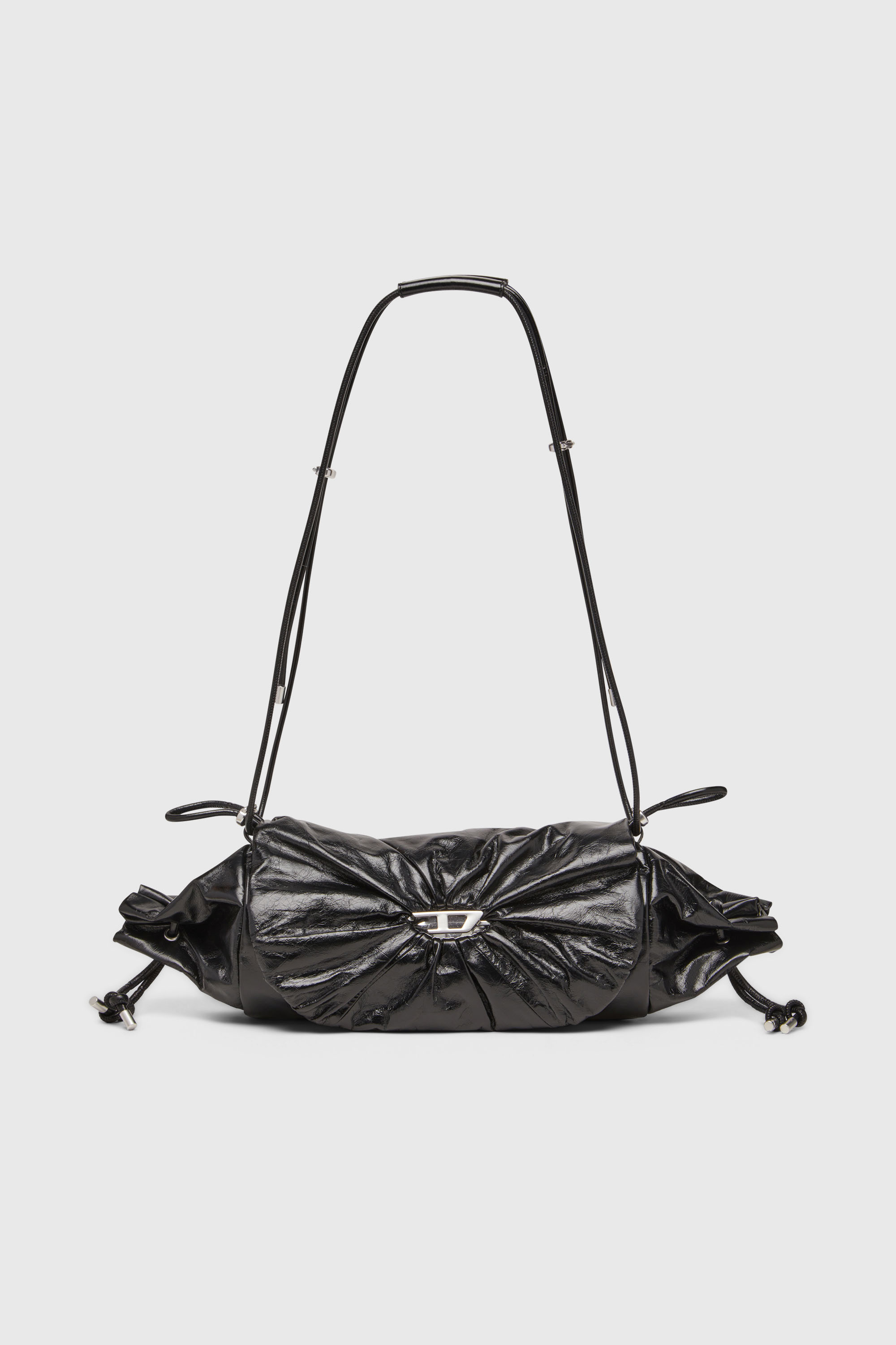 Diesel - SCRUNCH-D SHOULDER M, Scrunch-D M-Sac &agrave; bandouli&egrave;re en cuir froiss&eacute; brillant Femme in Noir - 2