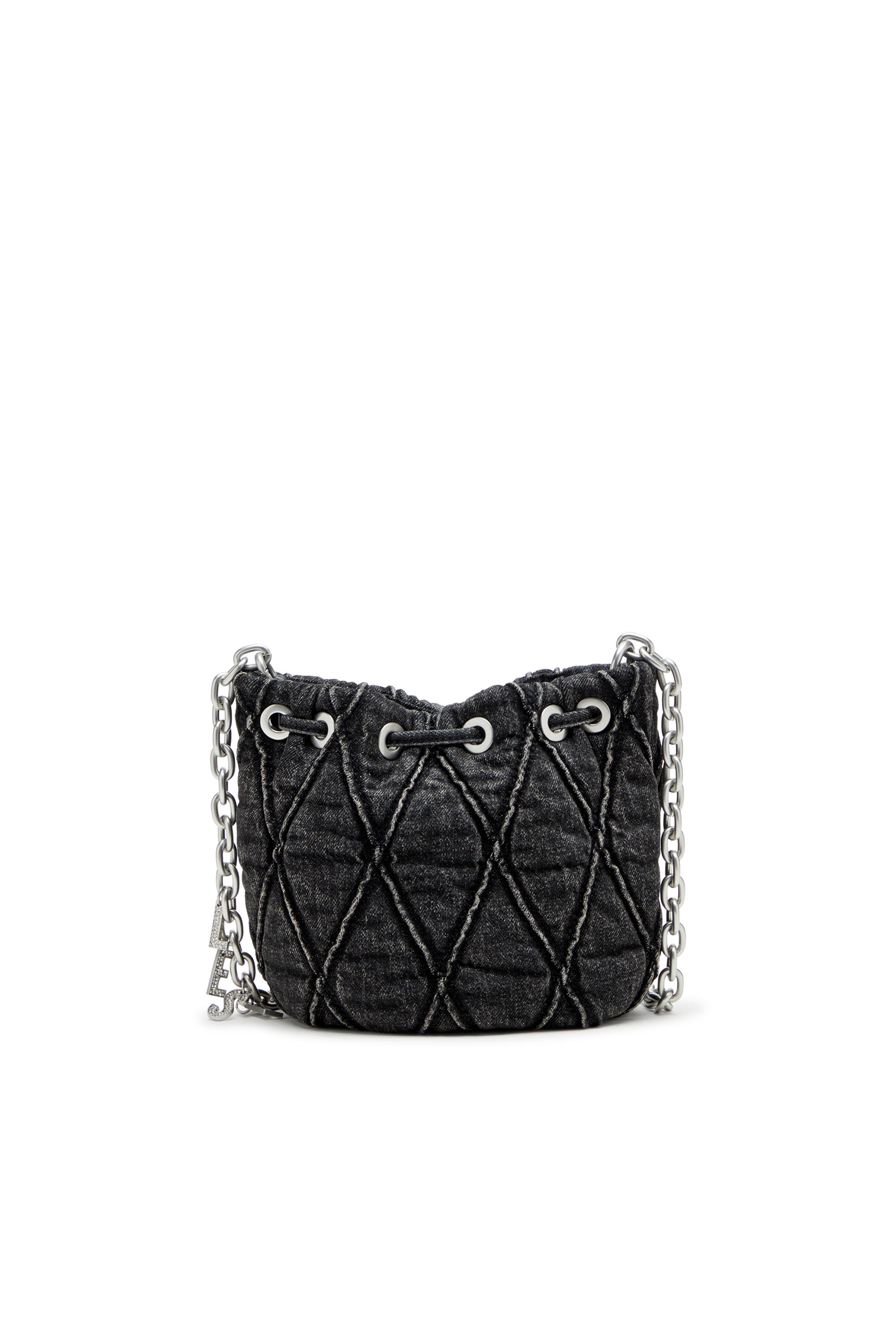 Diesel - CHARM-D BUCKET S, Charm-D S-Mini sac seau en denim matelassé traité Femme in Noir - 2