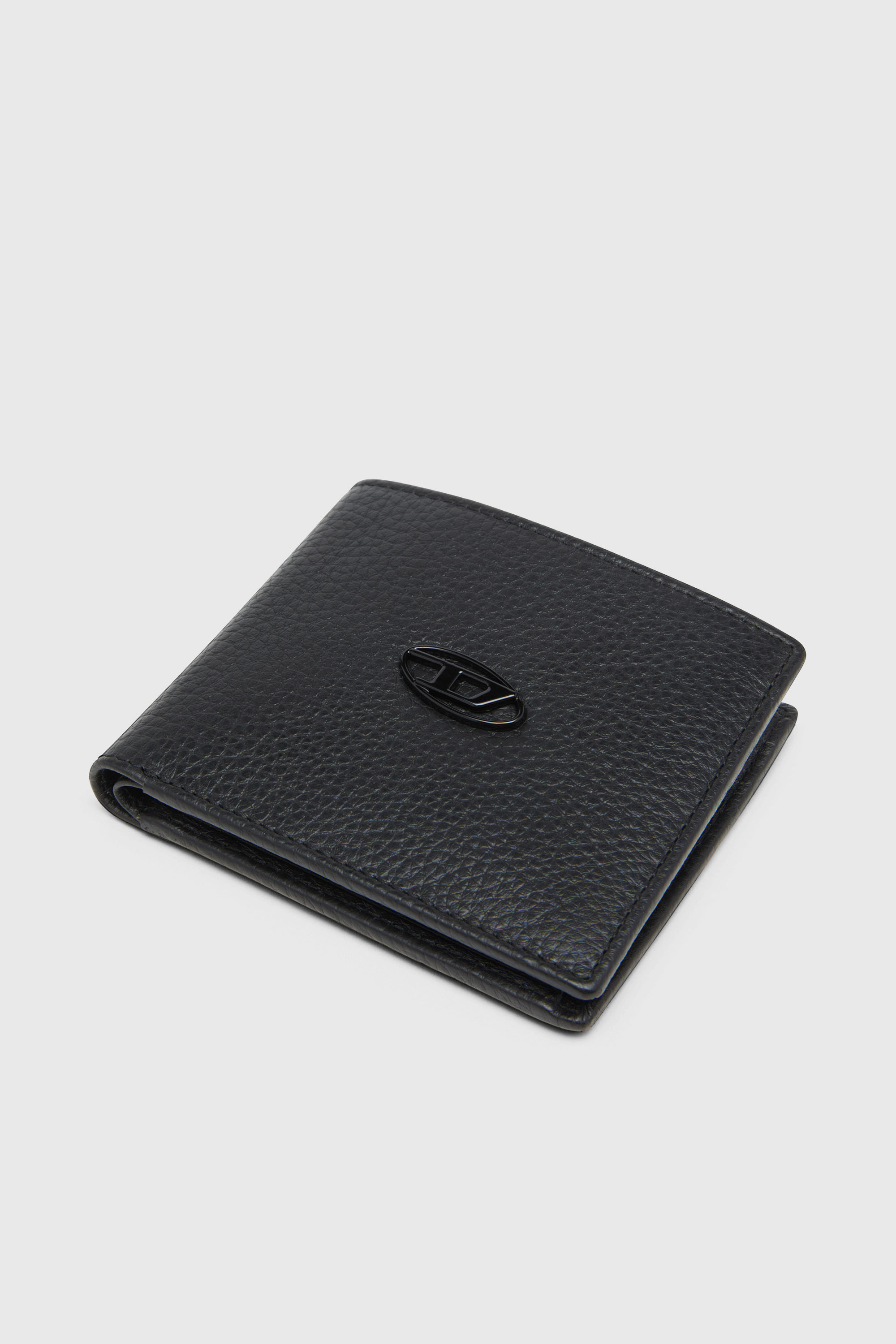 Diesel - BI FOLD COIN S, Portefeuille &agrave; deux volets en cuir grain&eacute; Homme in Noir - 4