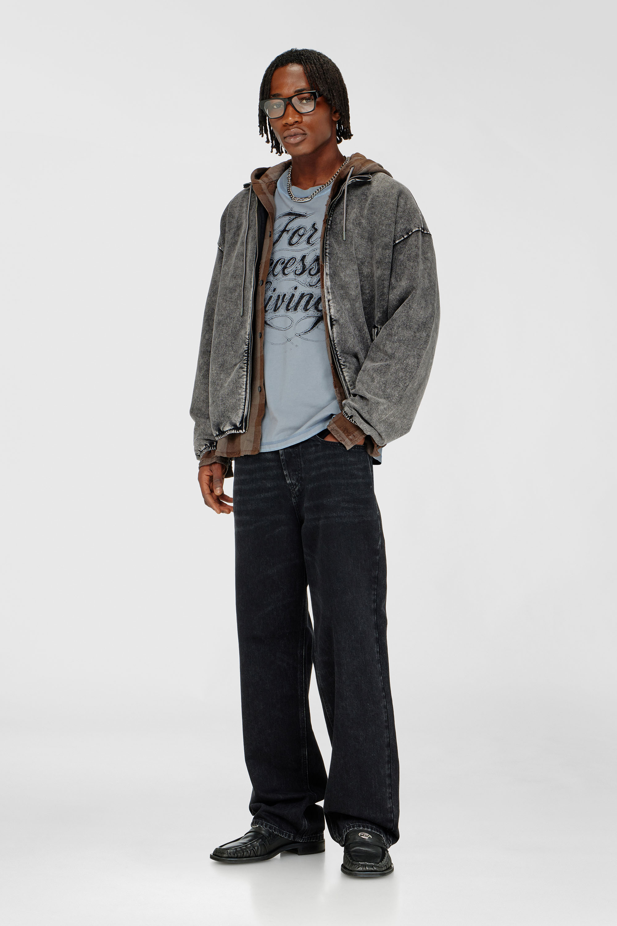 Diesel - S-CORSY, Veste sweat effet denim Homme in Gris - 1