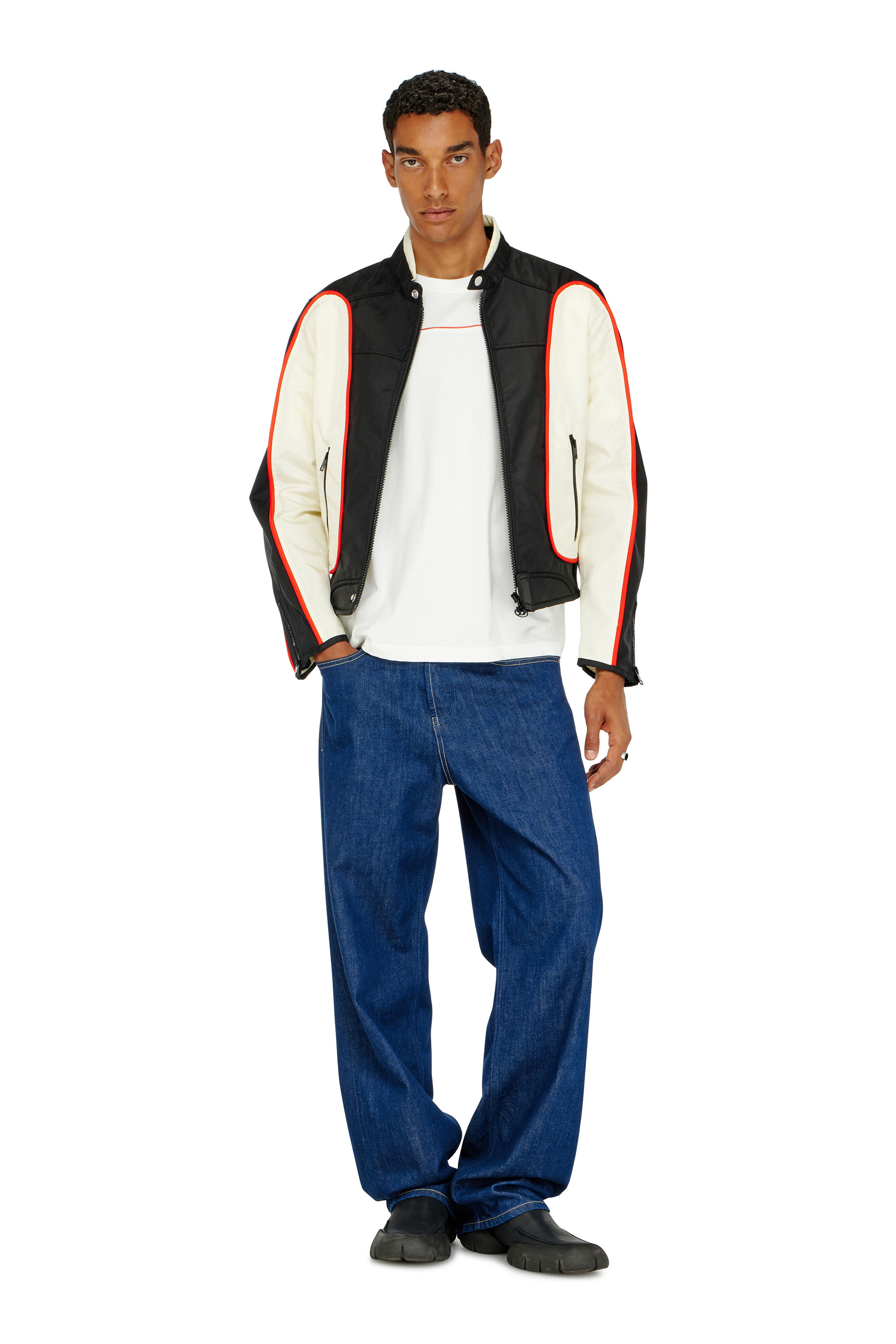 Diesel - T-NORM-PIPING, T-shirt avec passepoil contrastant Homme in Blanc - 2