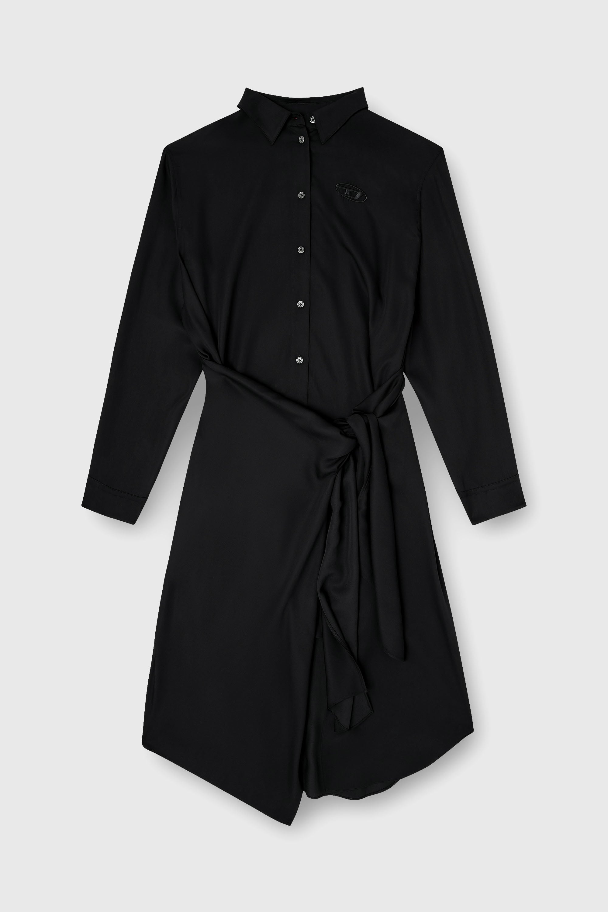 Diesel - D-ILETTA-S1, Robe-chemise midi avec d&eacute;tail torsad&eacute; Femme in Noir - 2