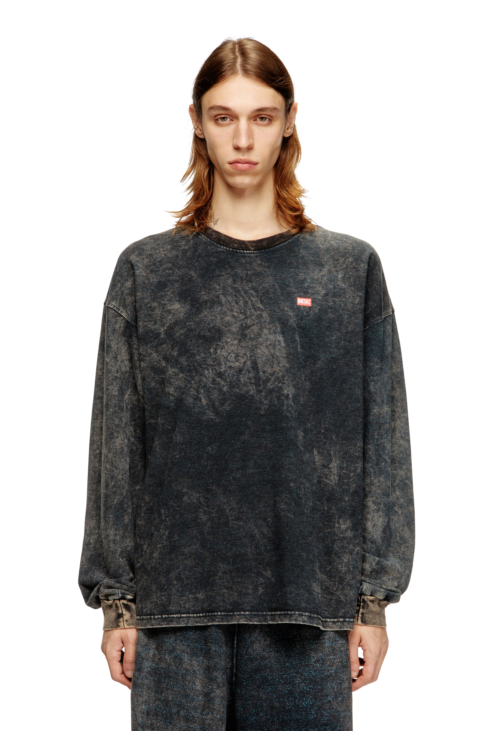 Diesel - T-BOXT-LS-T3, T-shirt en coton à manches longues Homme in Noir - 1