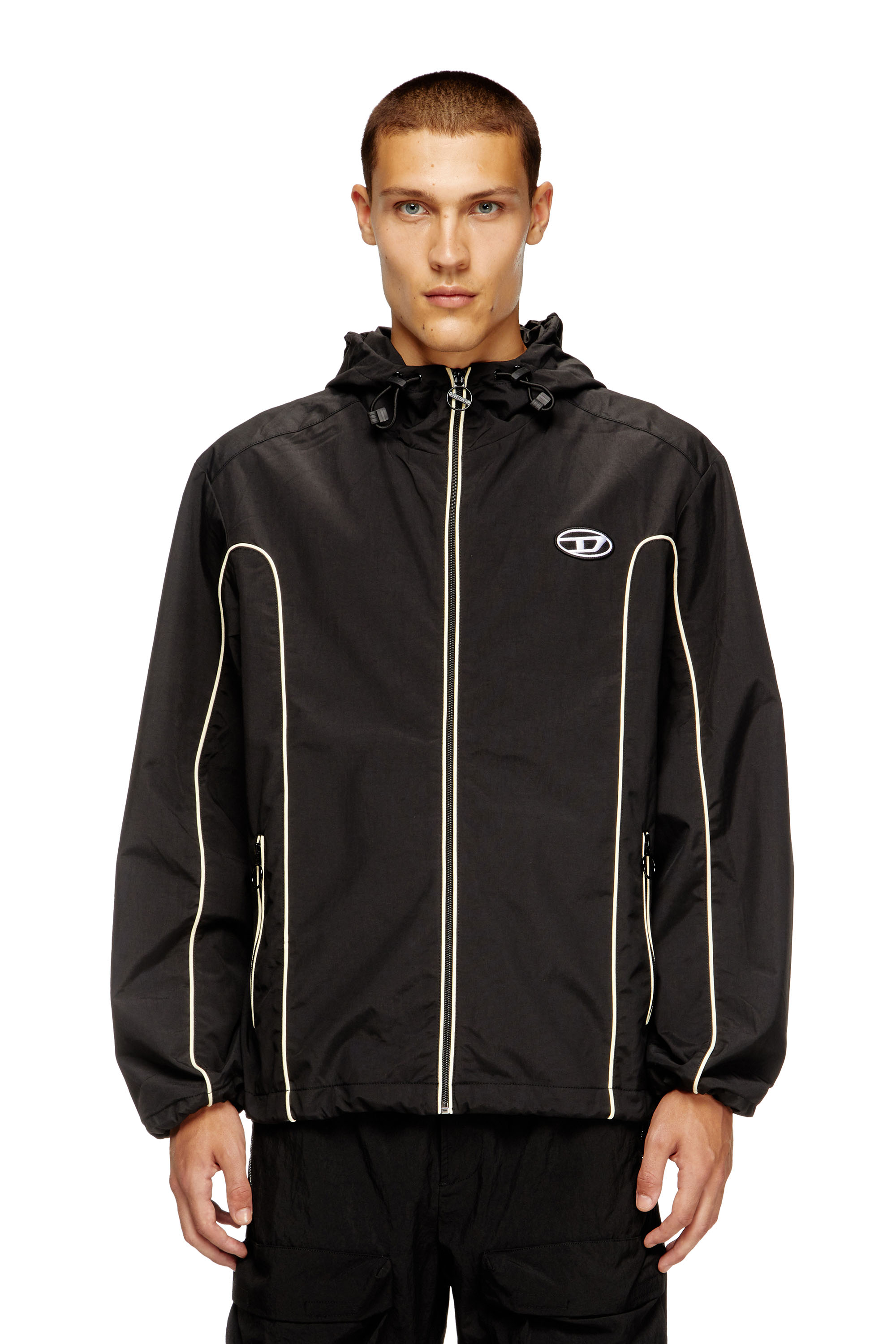 Diesel - J-HIVES, Coupe-vent avec passepoil contrasté Homme in Noir - 1