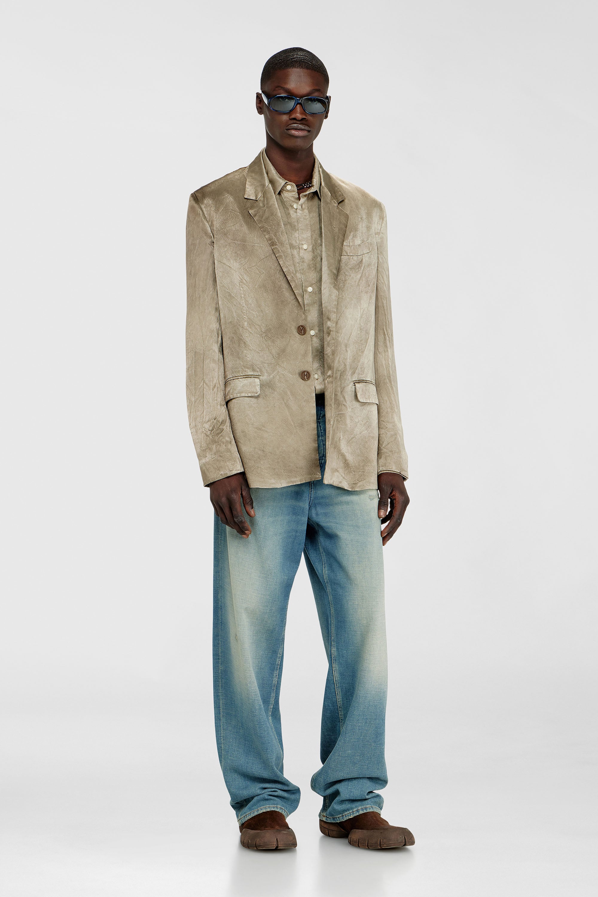 Blazer en satin froiss&eacute;