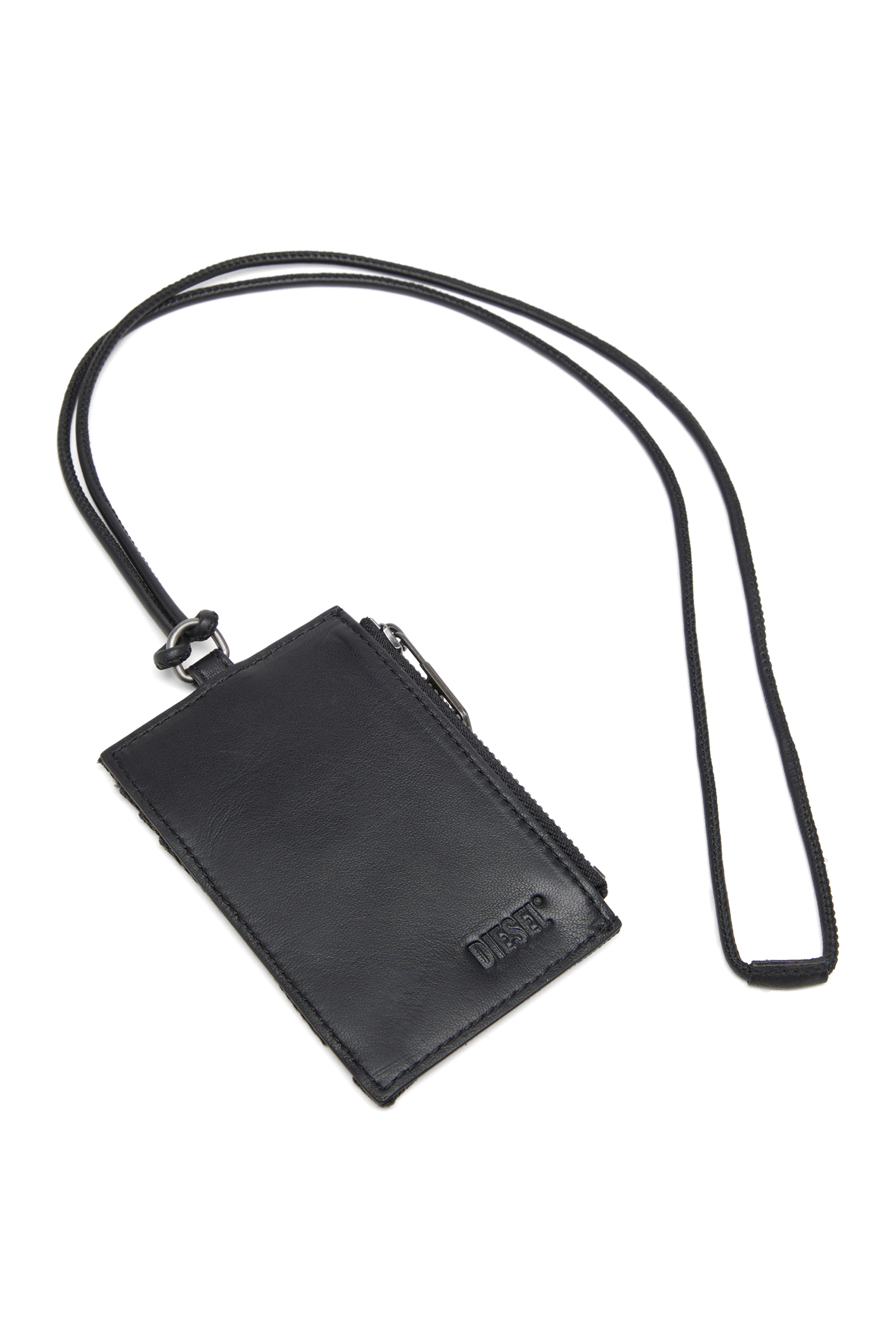 Diesel - MULTI-PKTS BADGE HOLDER, Porte-badge en denim avec des détails en cuir Homme in Noir - 2