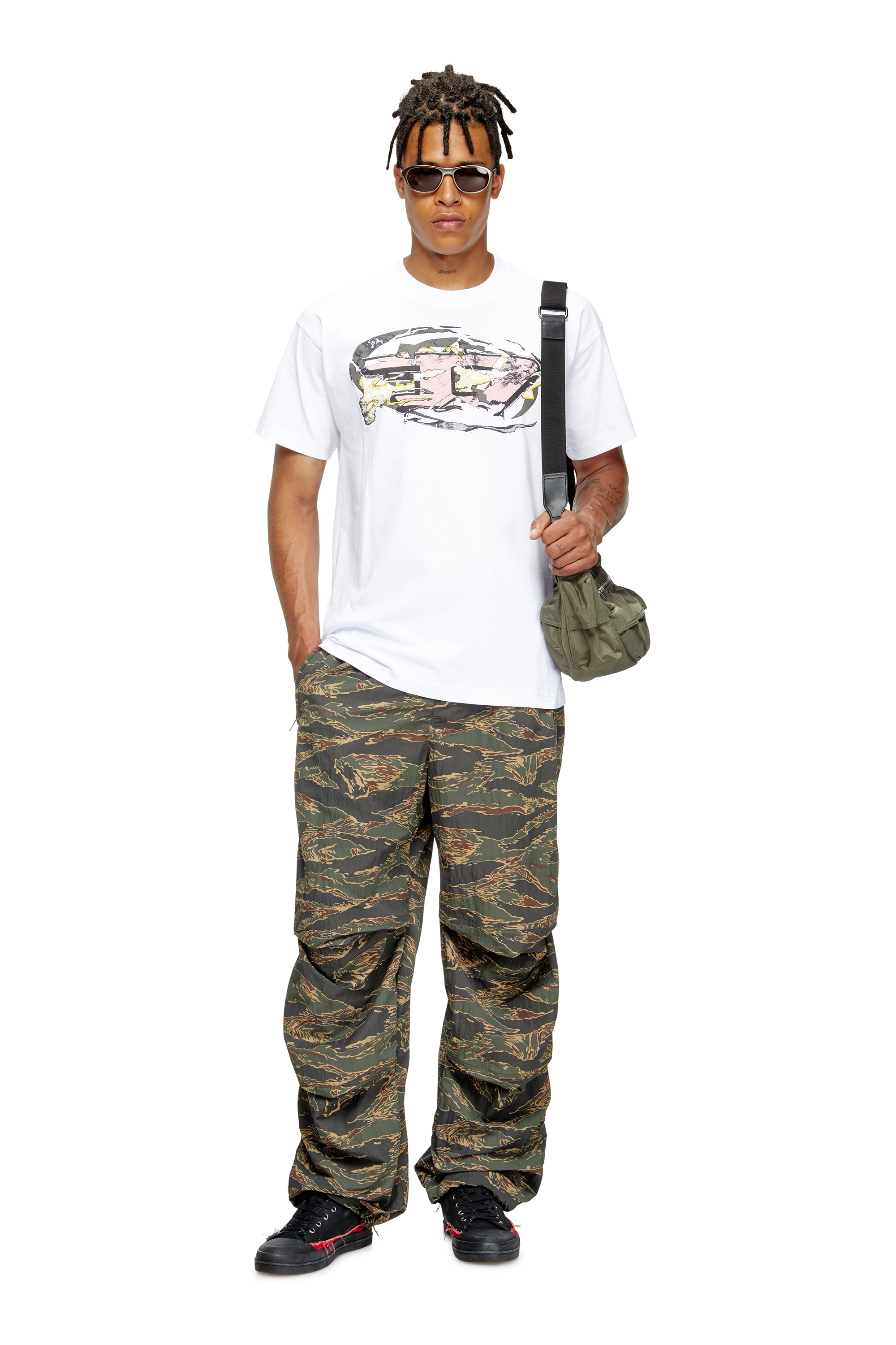 Diesel - MULTI-PKTS SHOULDER BAG X, Multi-Pkts-Sac multipoche en étoffe utilitaire Mixte in Vert - 6