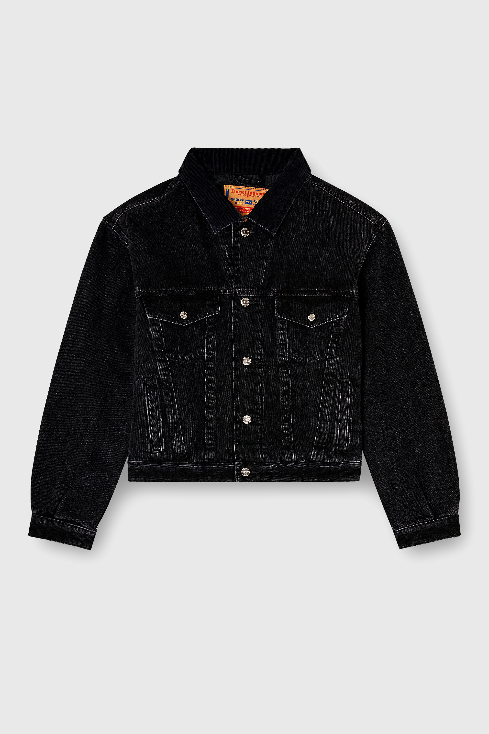 Diesel - D-RANGER-T, Unisex's Padded trucker jacket in denim in Black - 2