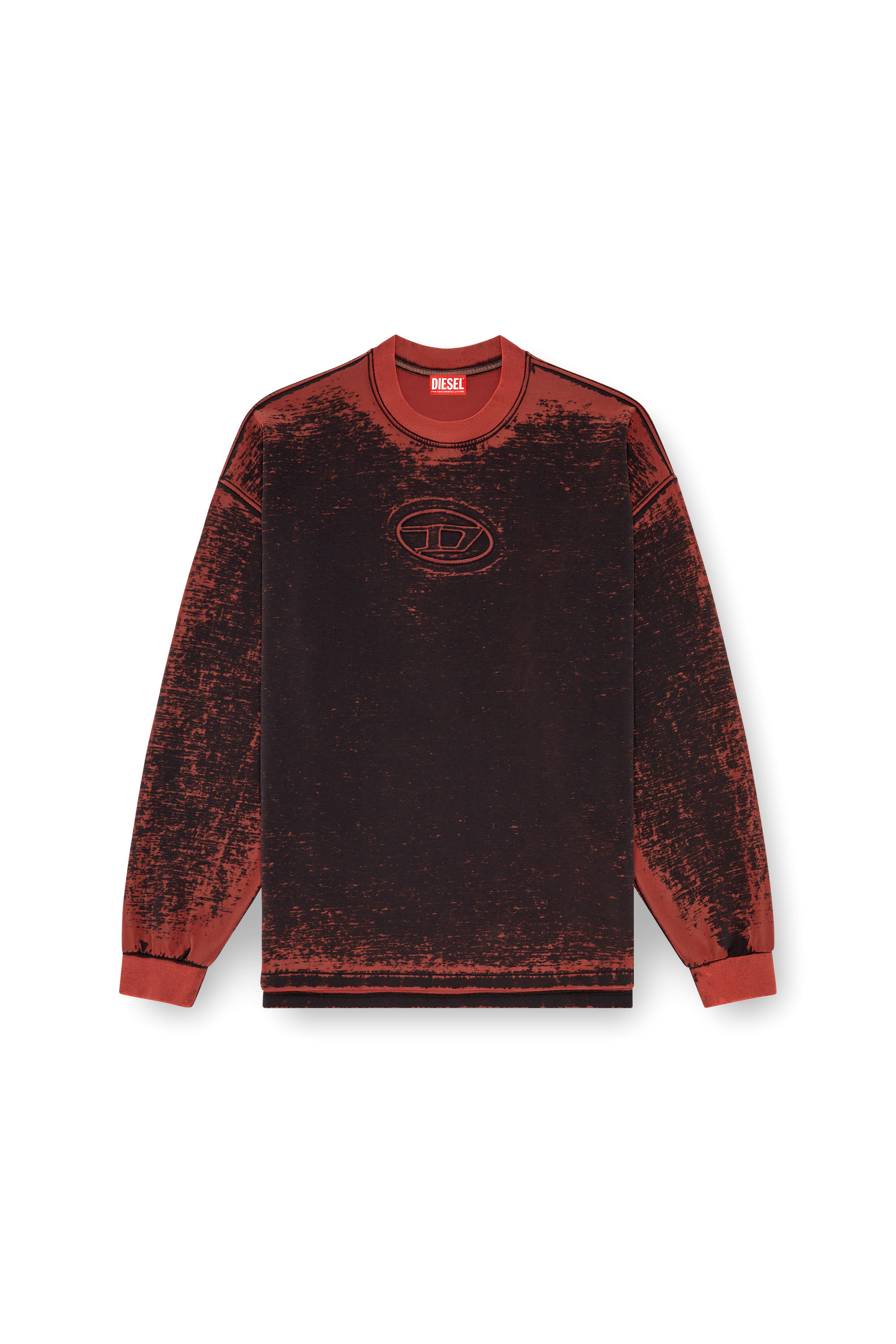 Diesel - S-BAXT-Q1, Homme Sweat-shirt découpé avec Oval D embossé in Rouge - Image 3
