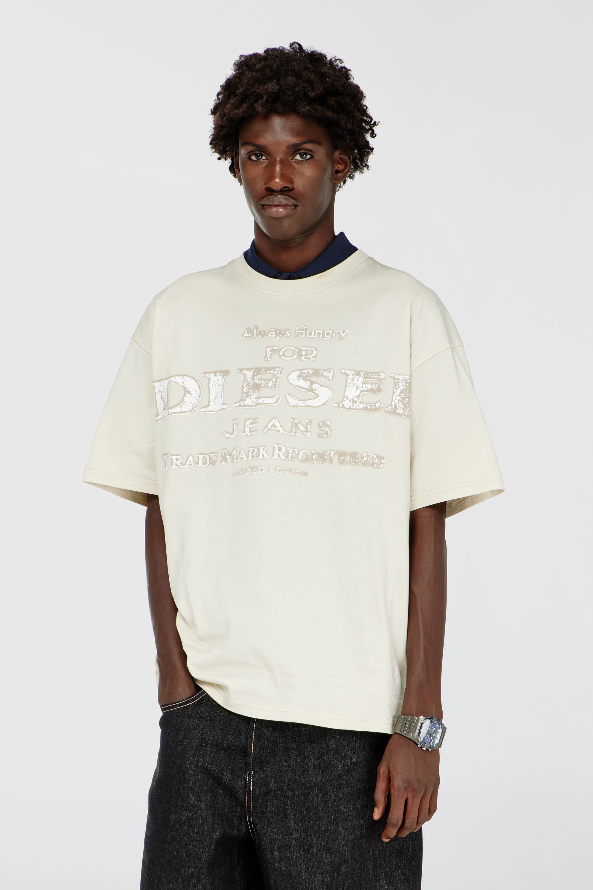 Diesel - T-BOXT-B4, Man's T-shirt with crack-print logo in White - 1