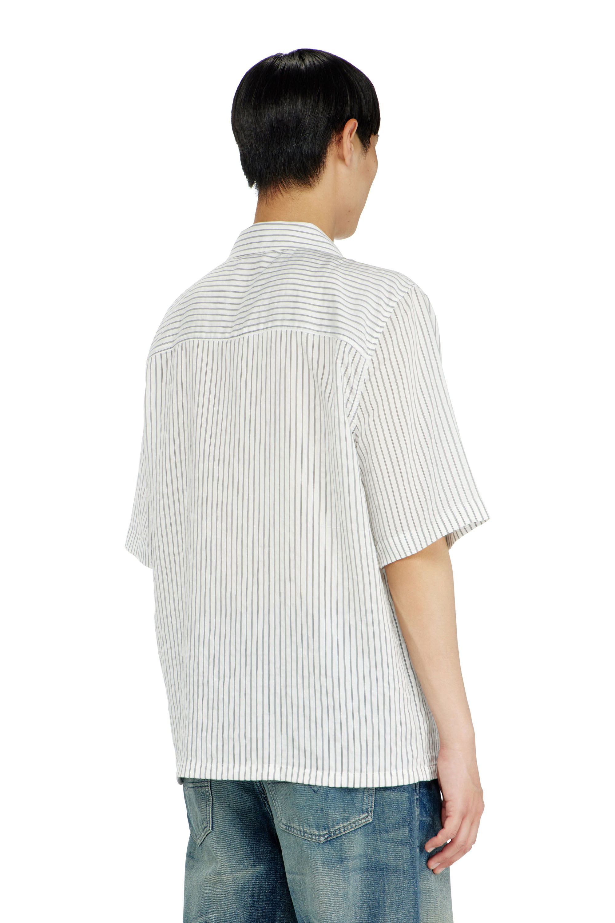 Diesel - S-MAC-EFBV, Chemise &agrave; manches courtes en modal &agrave; rayures fines Homme in Polychrome - 4