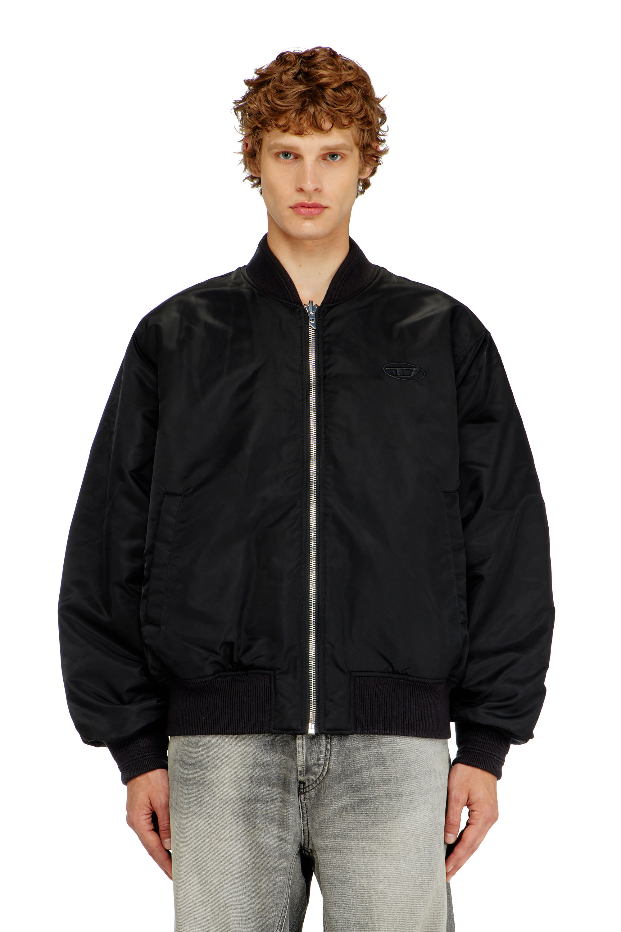 Diesel - W-TYPE-D1, Blouson aviateur rembourr&eacute; avec broderie Oval D Homme in Noir - 3