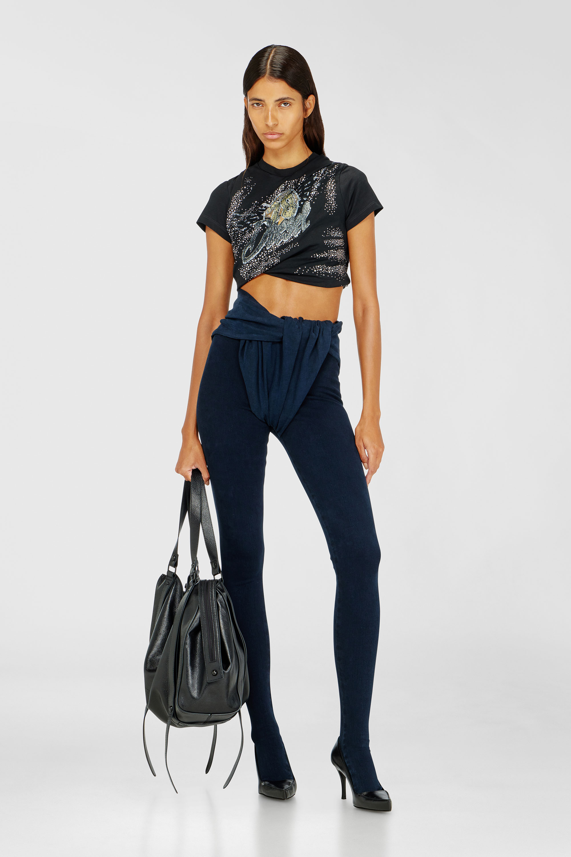 Diesel - T-WINCY, T-shirt fronc&eacute;e en jersey double &eacute;paisseur Femme in ToBeDefined - 1