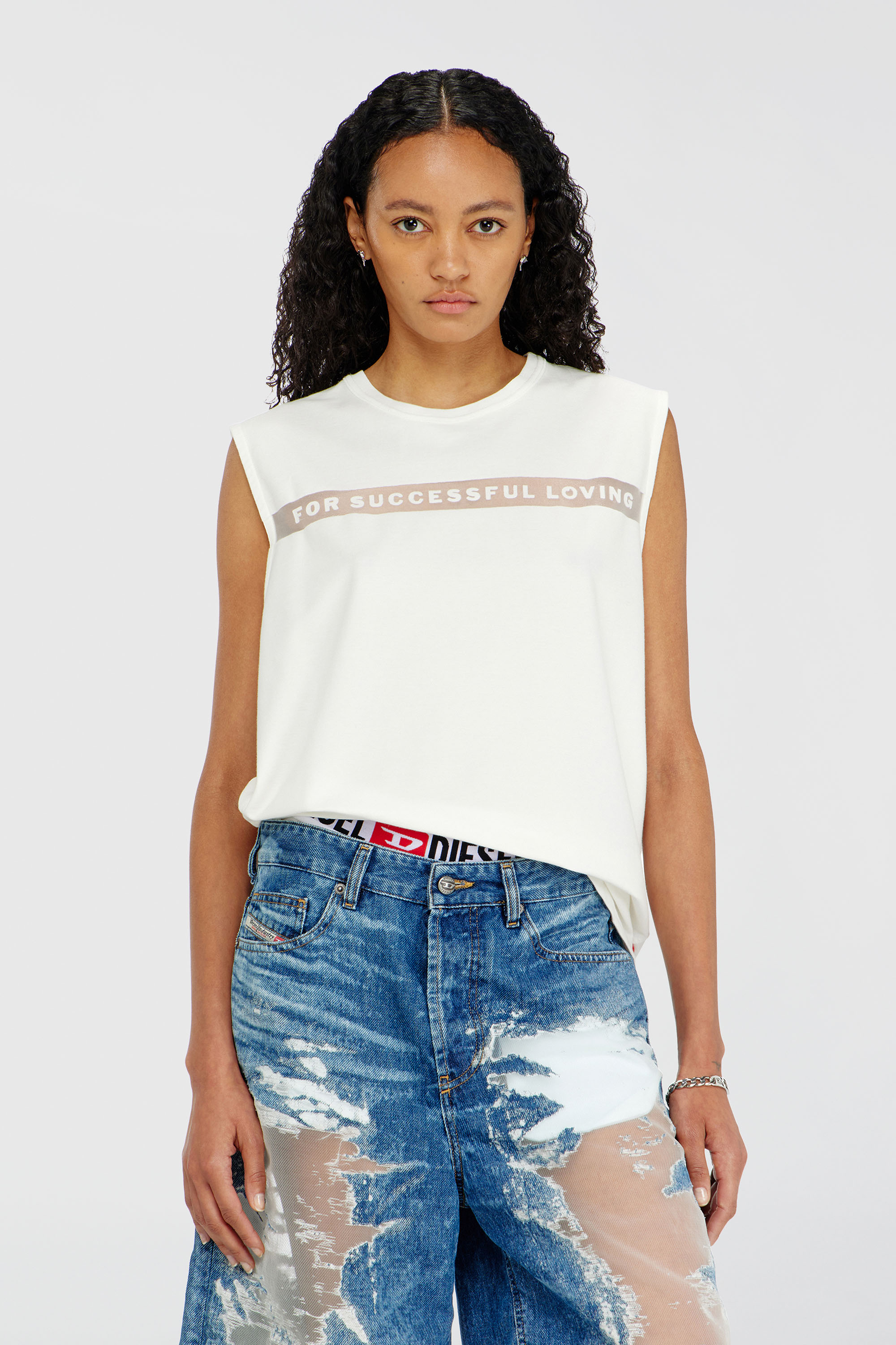 Diesel - PR-T-NORM-BISC-MATI-R, D&eacute;bardeur avec logo For Successful Loving Mixte in Blanc - 1
