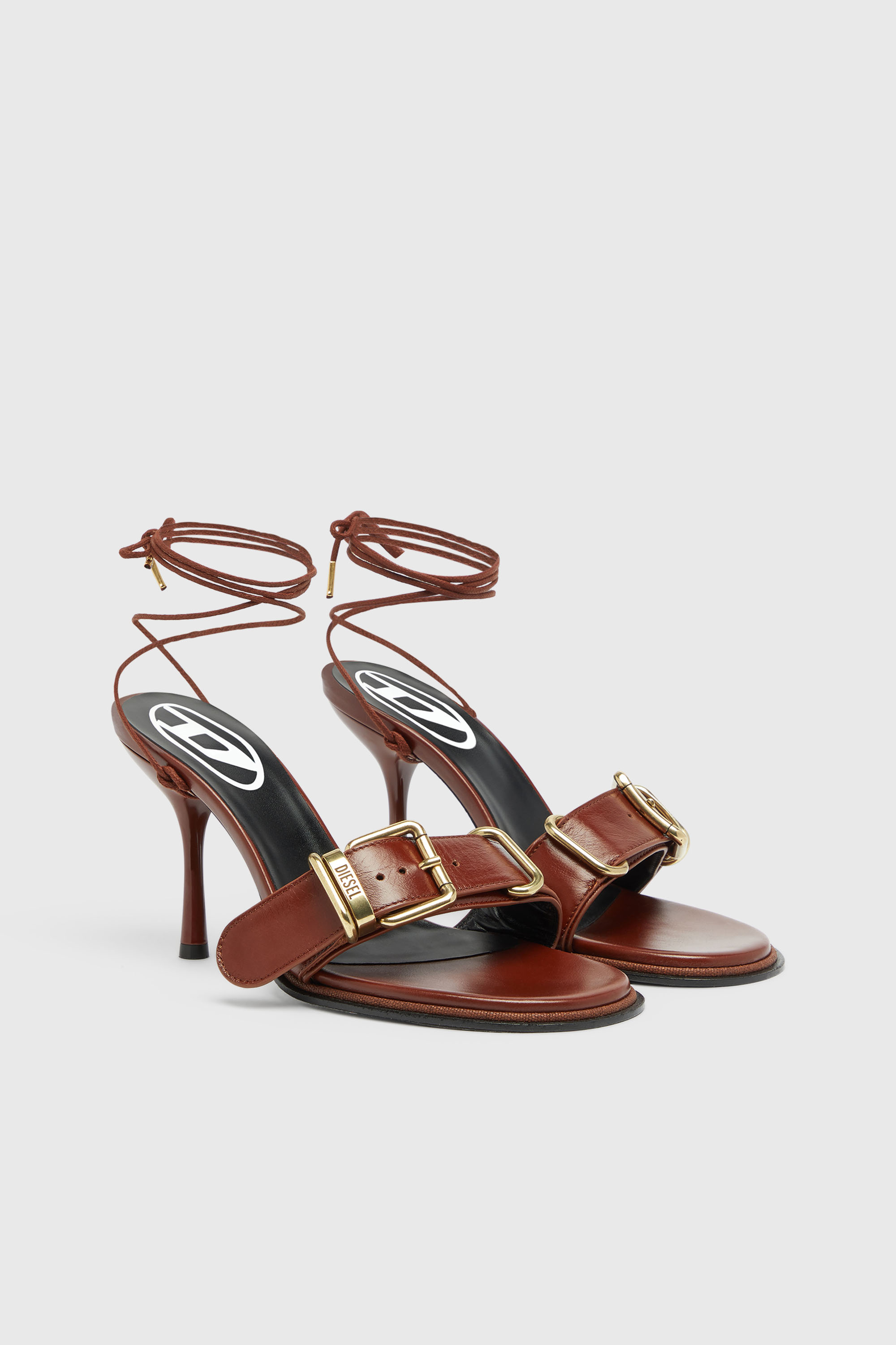 Diesel - D-COCCO-90-SA, D-Cocco-Sandales &agrave; brides cheville en cuir Femme in Marron - 2
