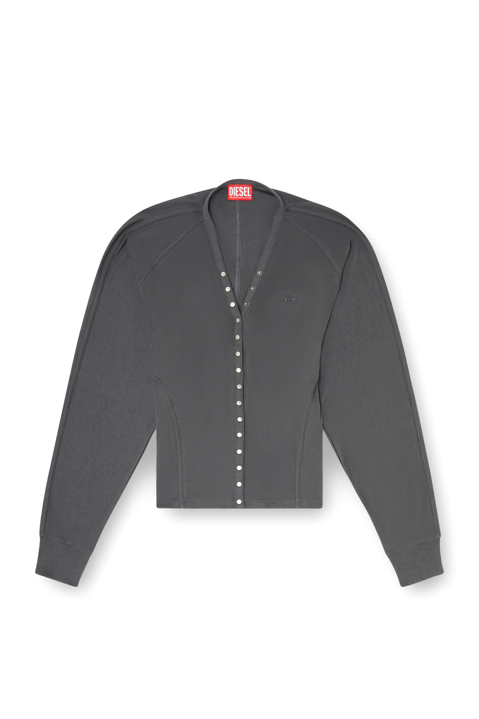 Diesel - T-ISERINA, Top cardigan en m&eacute;lange Tencel &agrave; manches chauve-souris Femme in Gris - 3