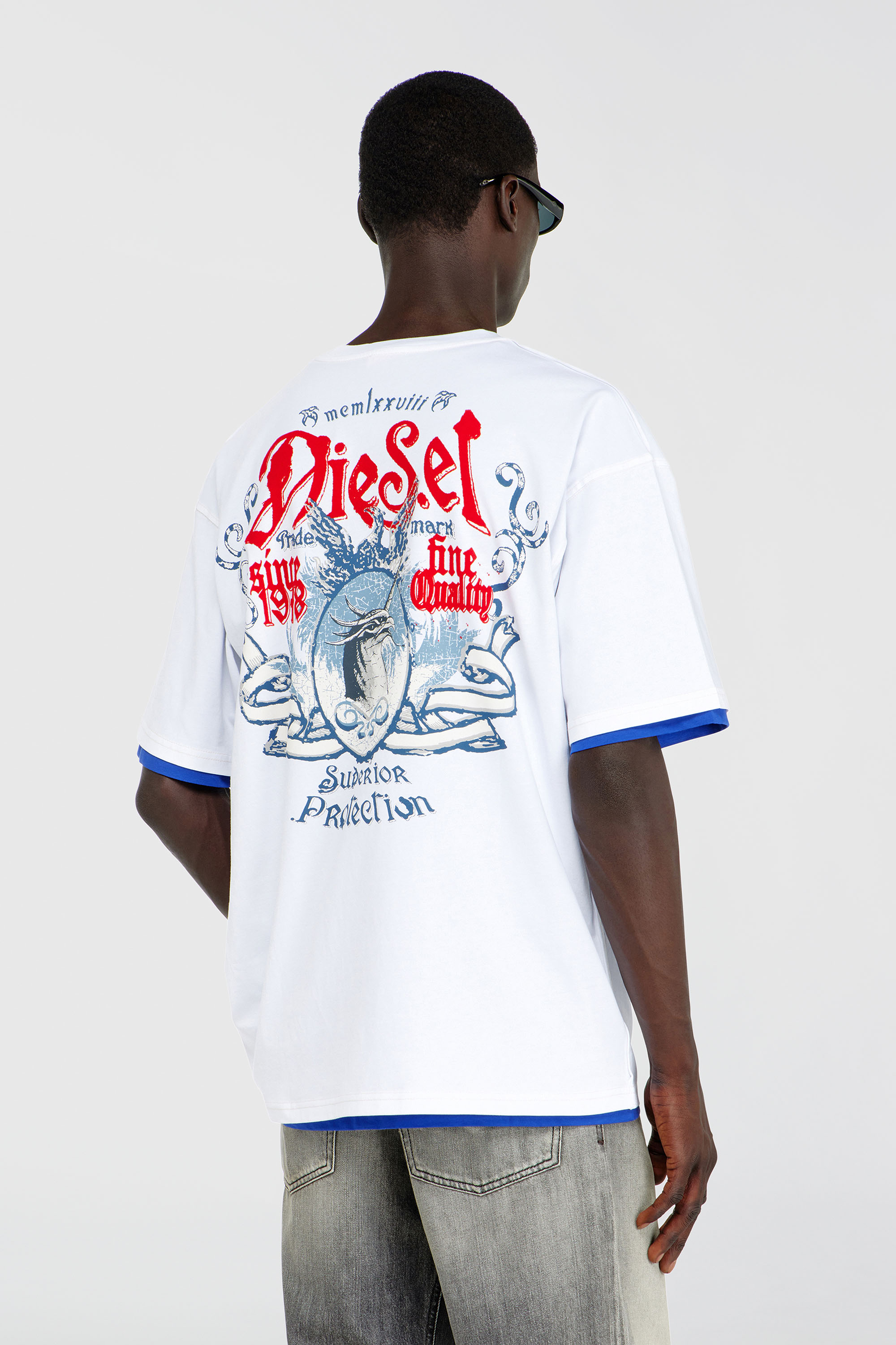 Diesel - T-BOXT-AA2, T-shirt en coton avec motif floqu&eacute; Homme in Blanc - 4