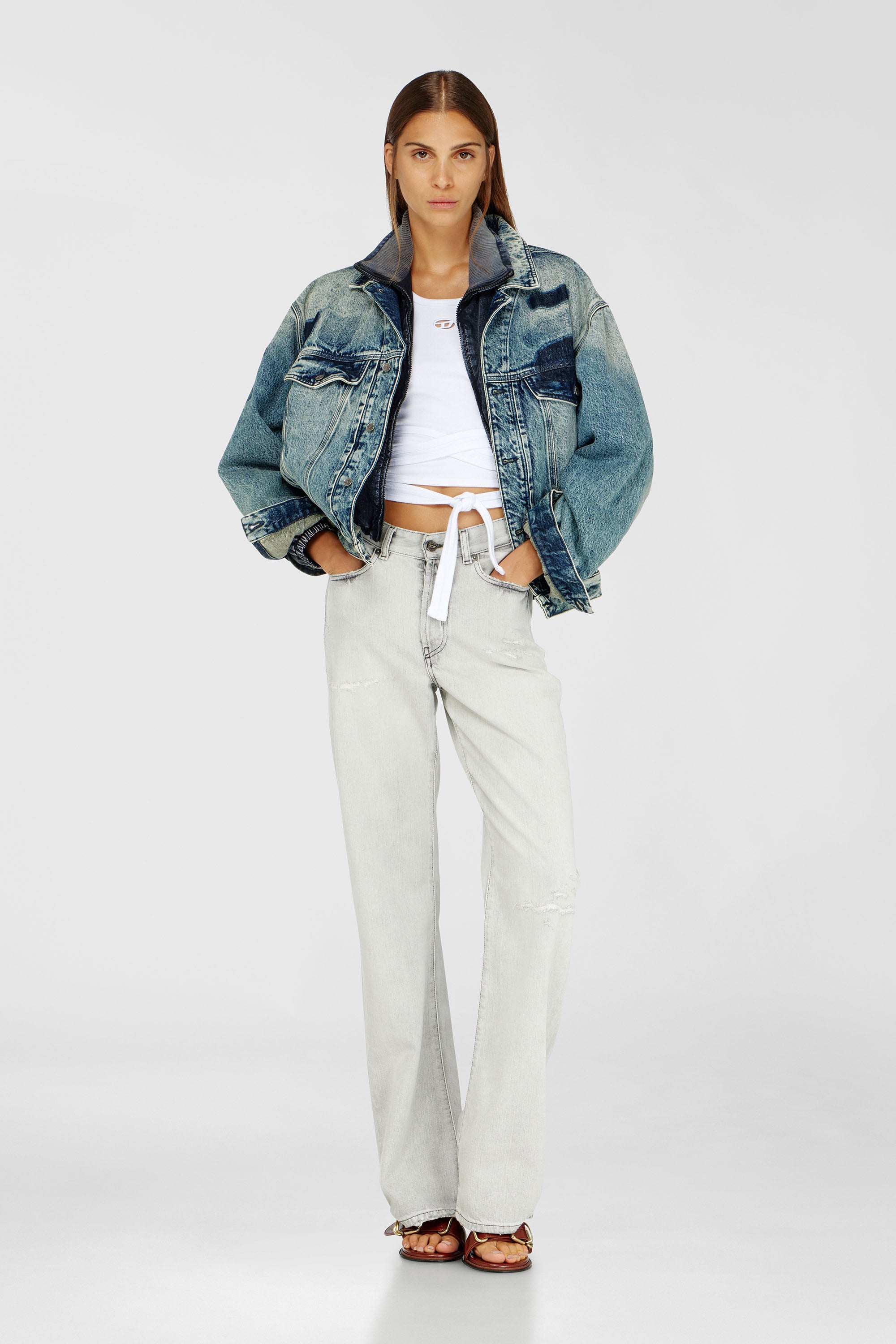Diesel - T-ANKY-TAIL-S1, Crop top avec lacets enveloppants Femme in Blanc - 2