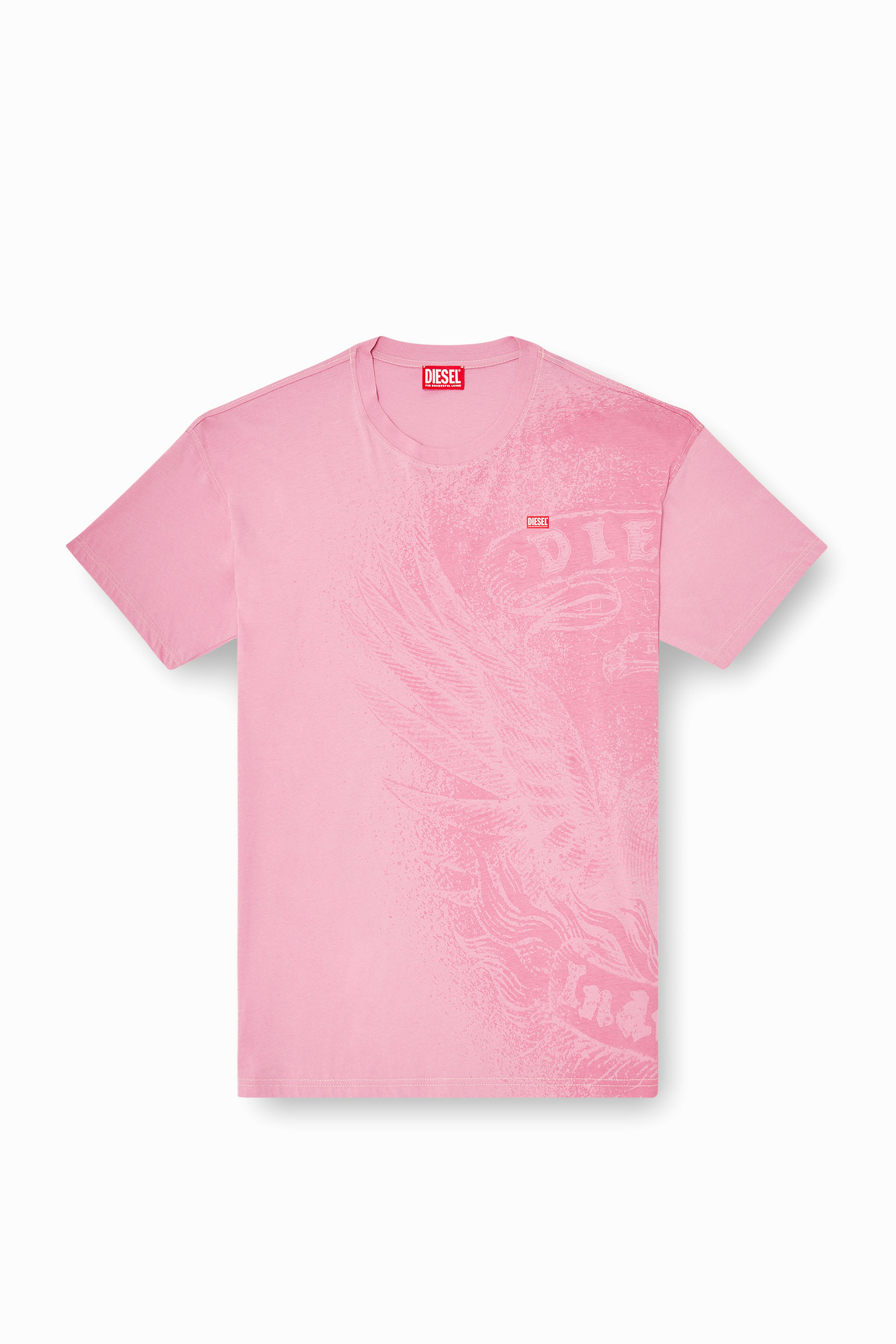 Diesel - T-BOXT-AA3, Man's Relaxed T-shirt with pigment prints in Pink - 2