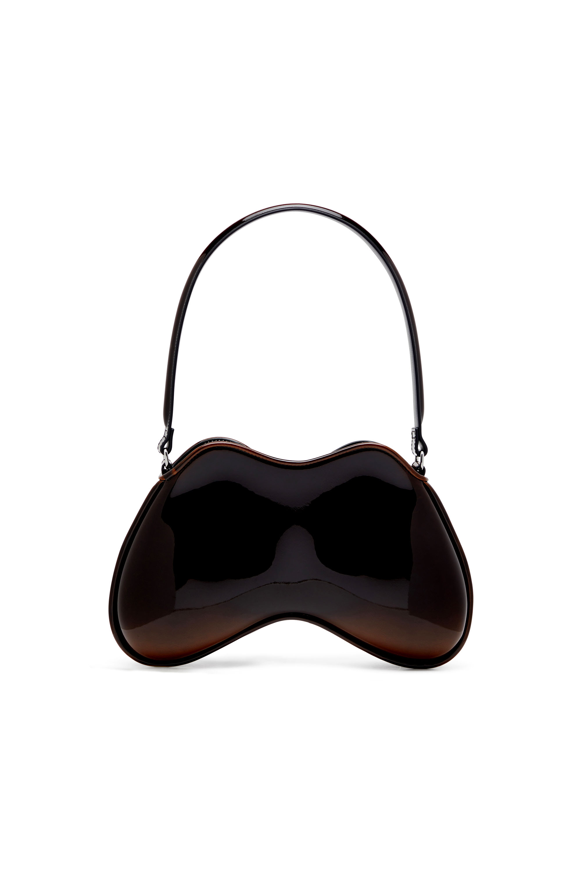 Diesel - DOUBLE-D SHOULDER, Double-D-Sac épaule rigide en PU brillant dégradé Femme in Marron - 2