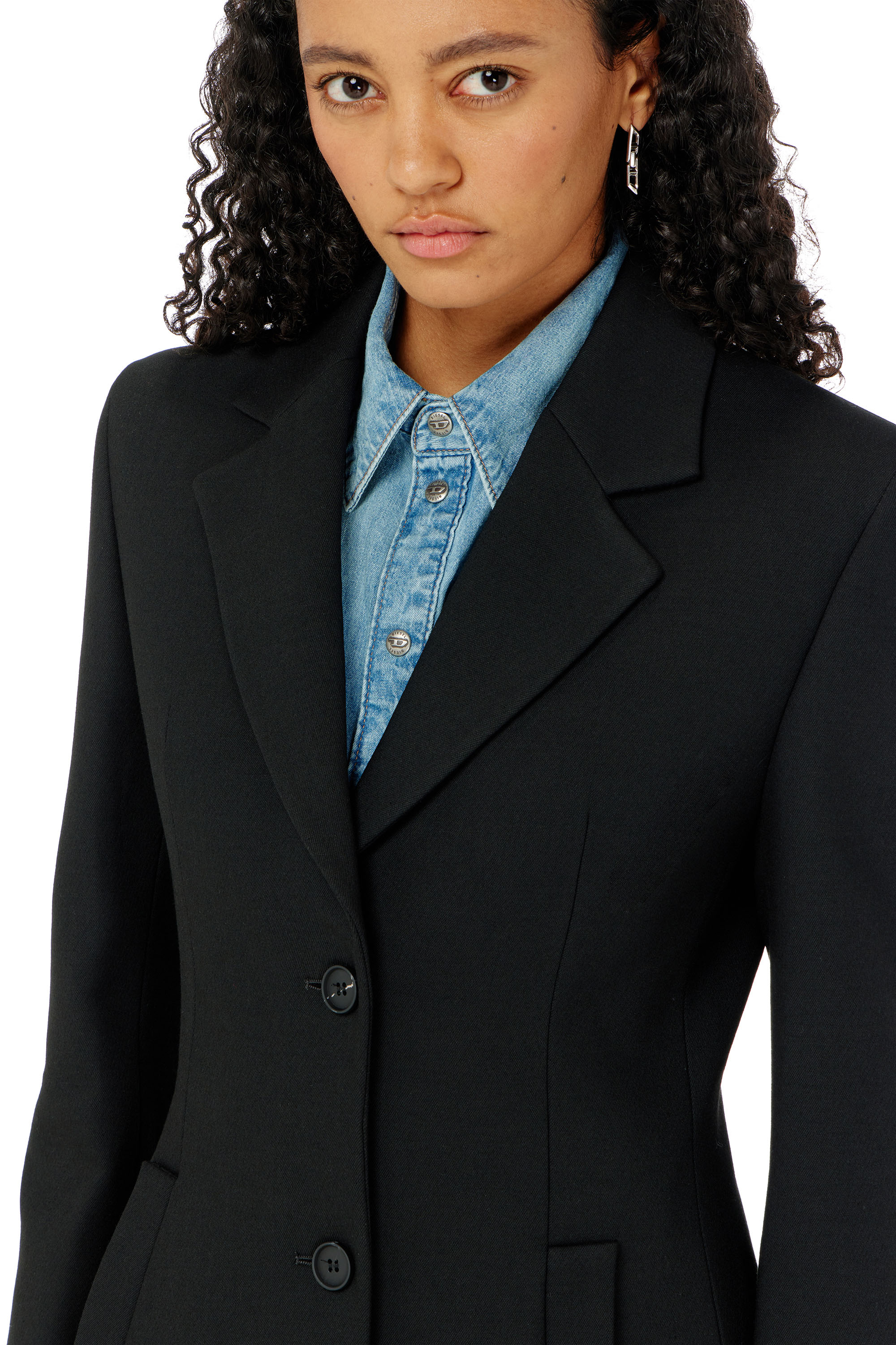 Diesel - G-ALLAN, Long manteau sablier Femme in Noir - 5
