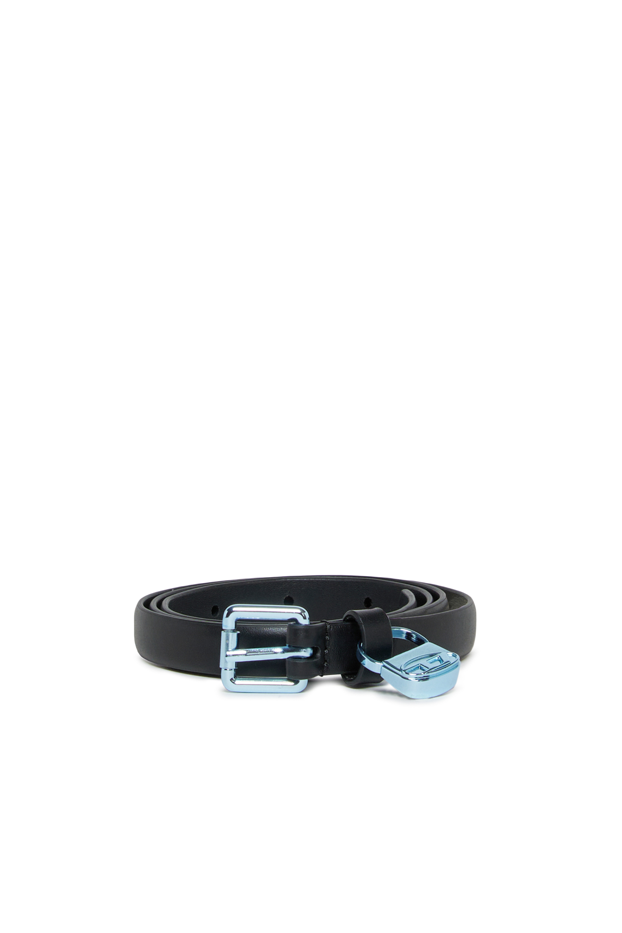 Diesel - BCHARMY, 1,5 cm ceinture en cuir slim avec boucle m&eacute;tallique et pendentif Femme in Noir - 1
