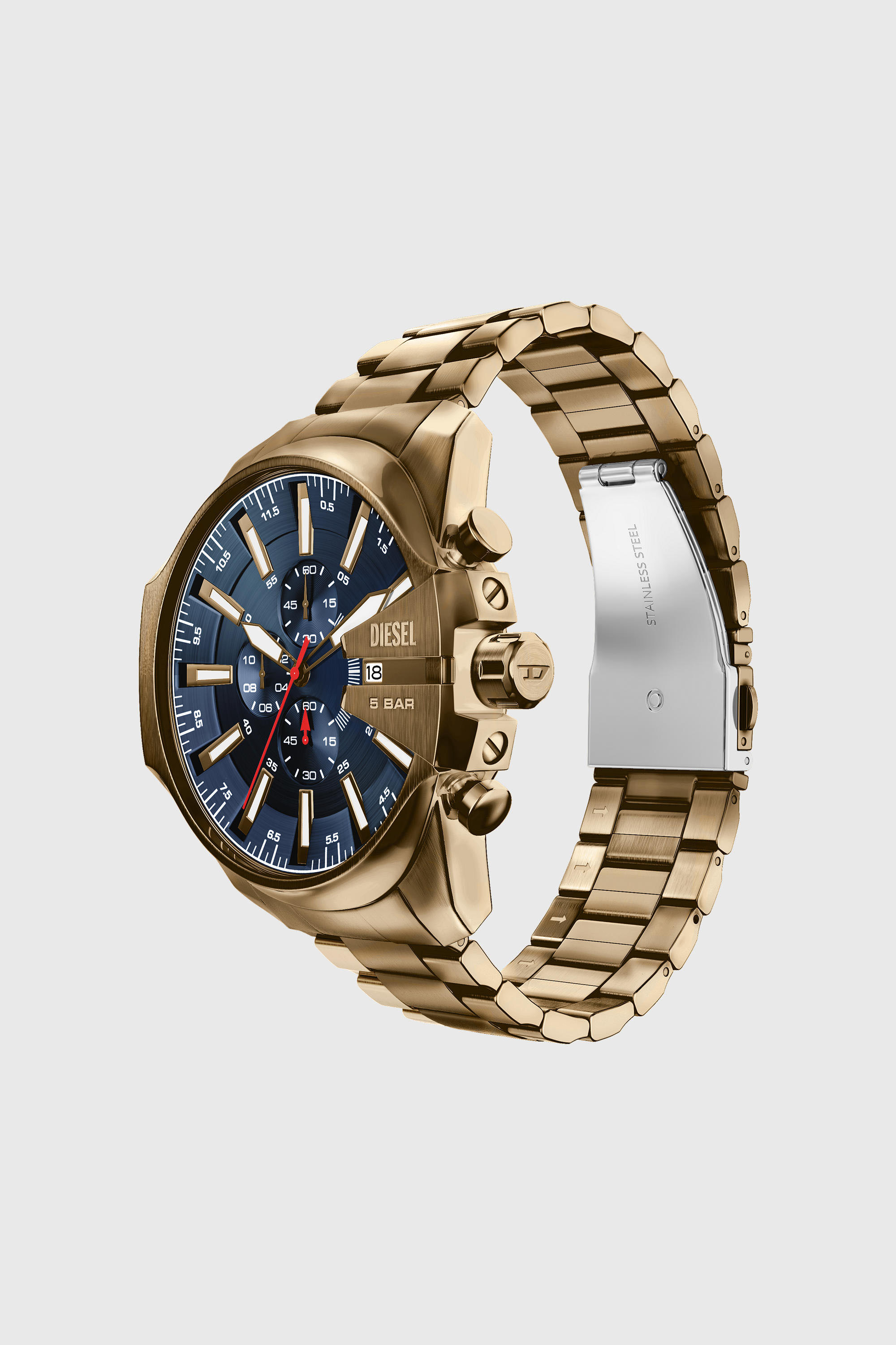 Diesel - DZ4736 WATCH, Montre Mega Chief Slim en acier inoxydable finition or vieilli Homme in Dor&eacute; - 5