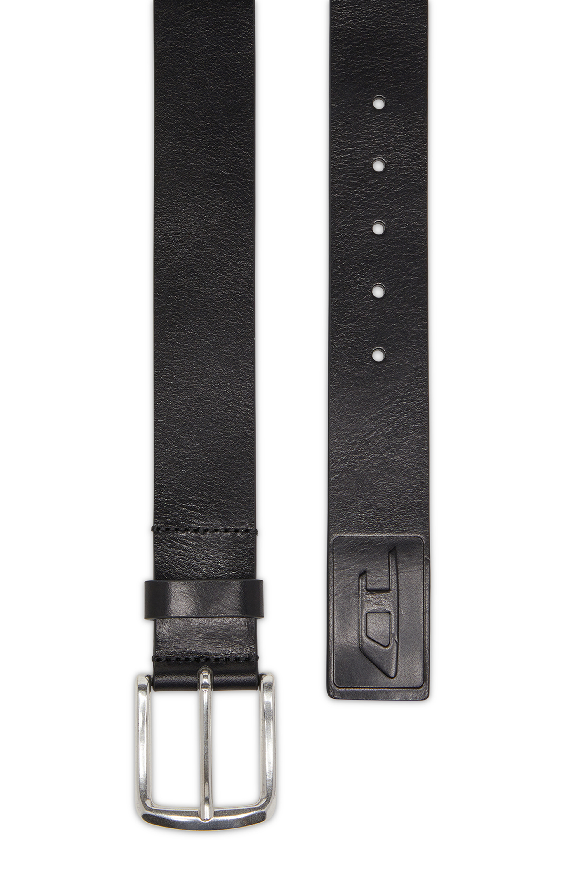 Diesel - B-FLAG-D EMBOSSED, Ceinture en cuir de 4 cm avec logo gravé Homme in Noir - 2