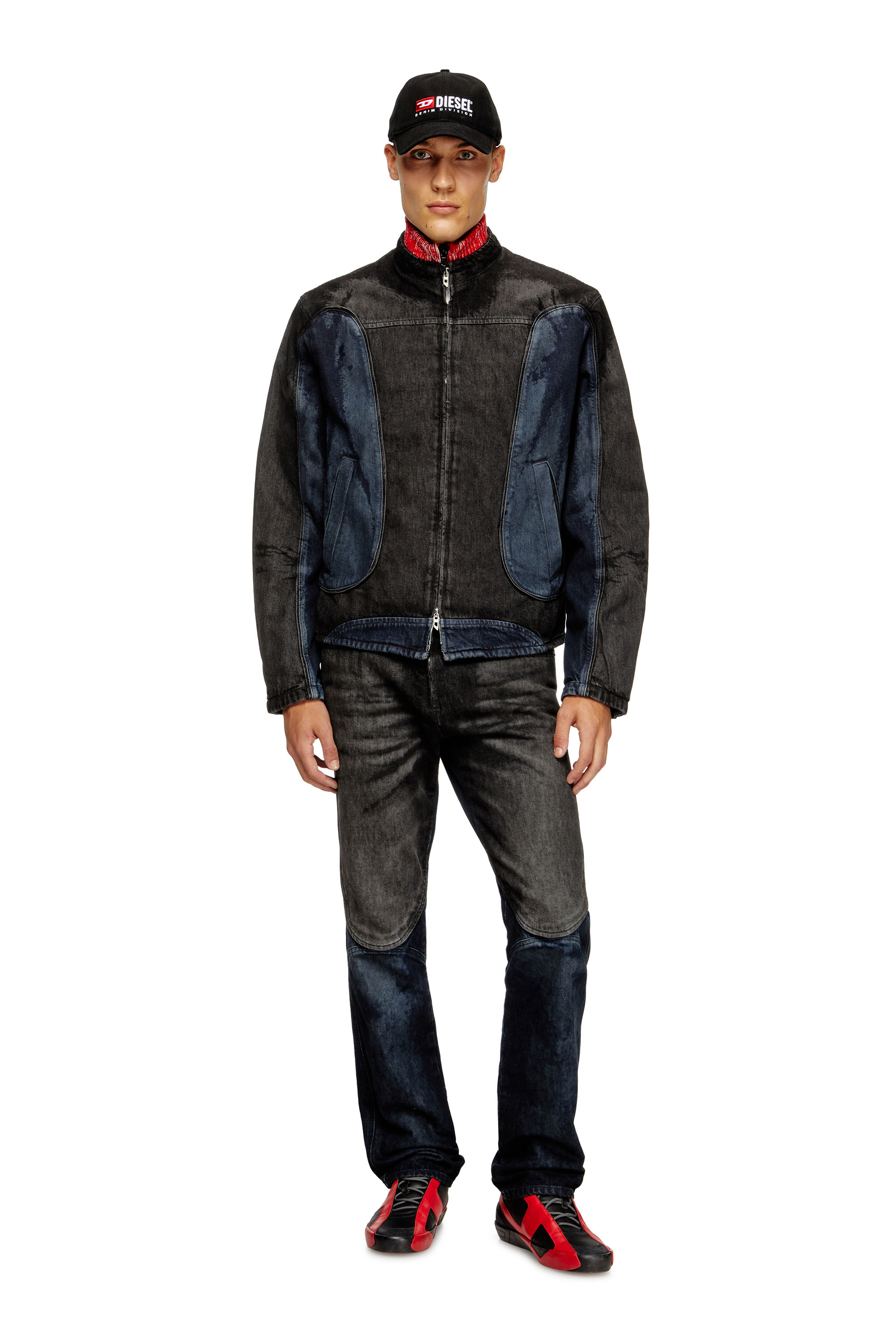 Diesel - D-BLENK-S, Veste style motard en denim bicolore Homme in Polychrome - 2