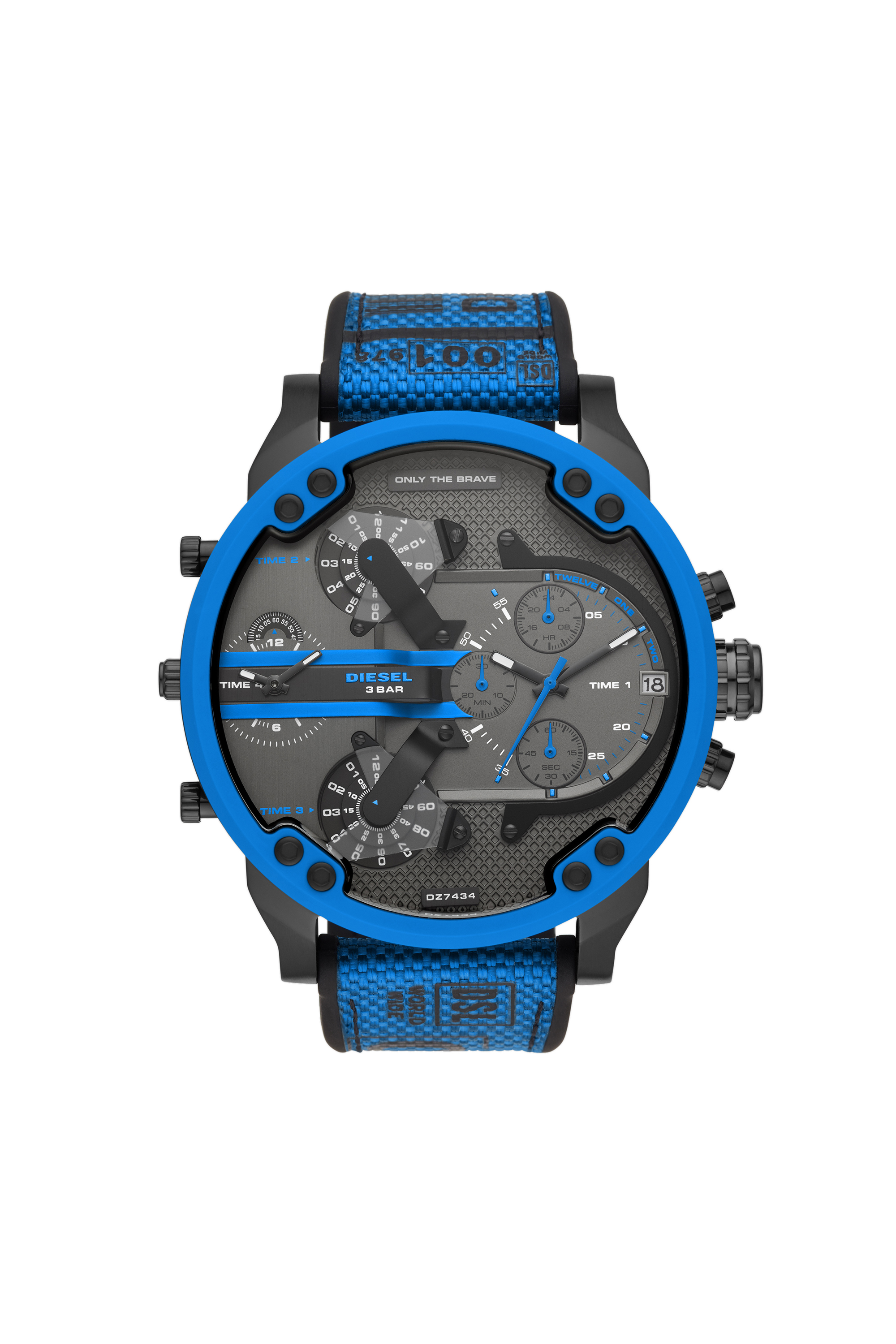 DZ7434 Man: Mr. Daddy 2.0 chronograph blue silicone watch