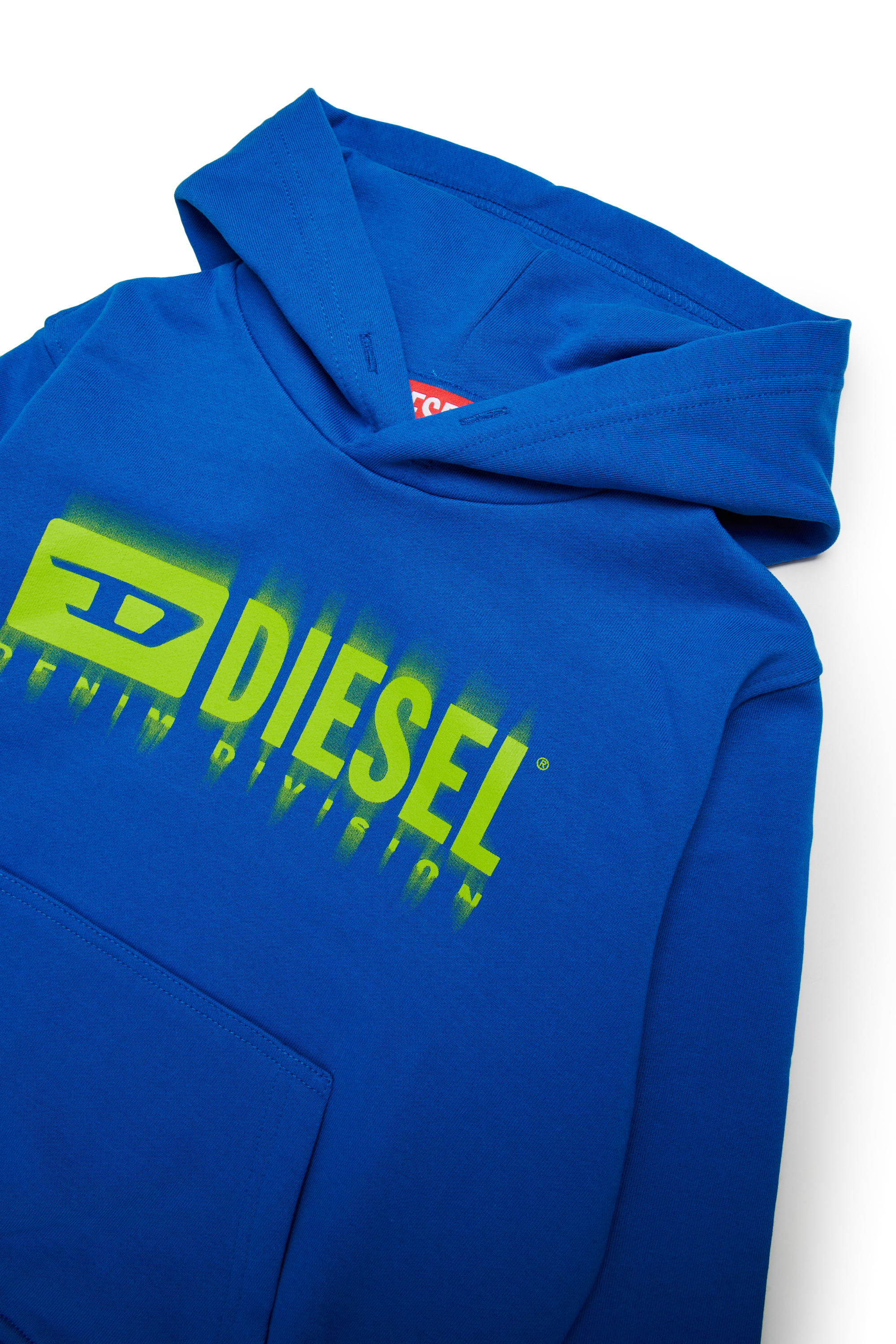 Diesel - SGINNHOODL5 OVER, Sweat-shirt à capuche avec logo taché Homme in Bleu - 3