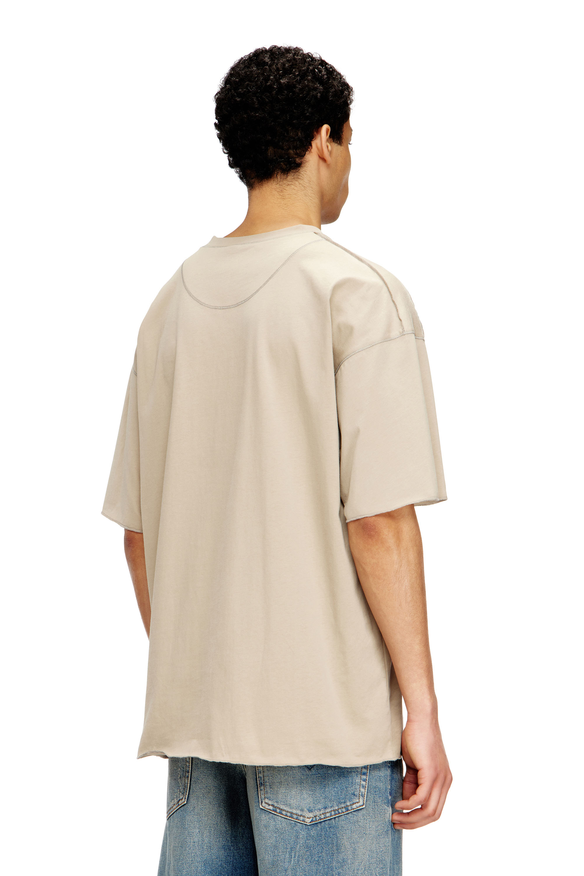 Diesel - T-CRAHOR-BOXT-T1, T-shirt en coton avec micro broderie Homme in Beige - 4