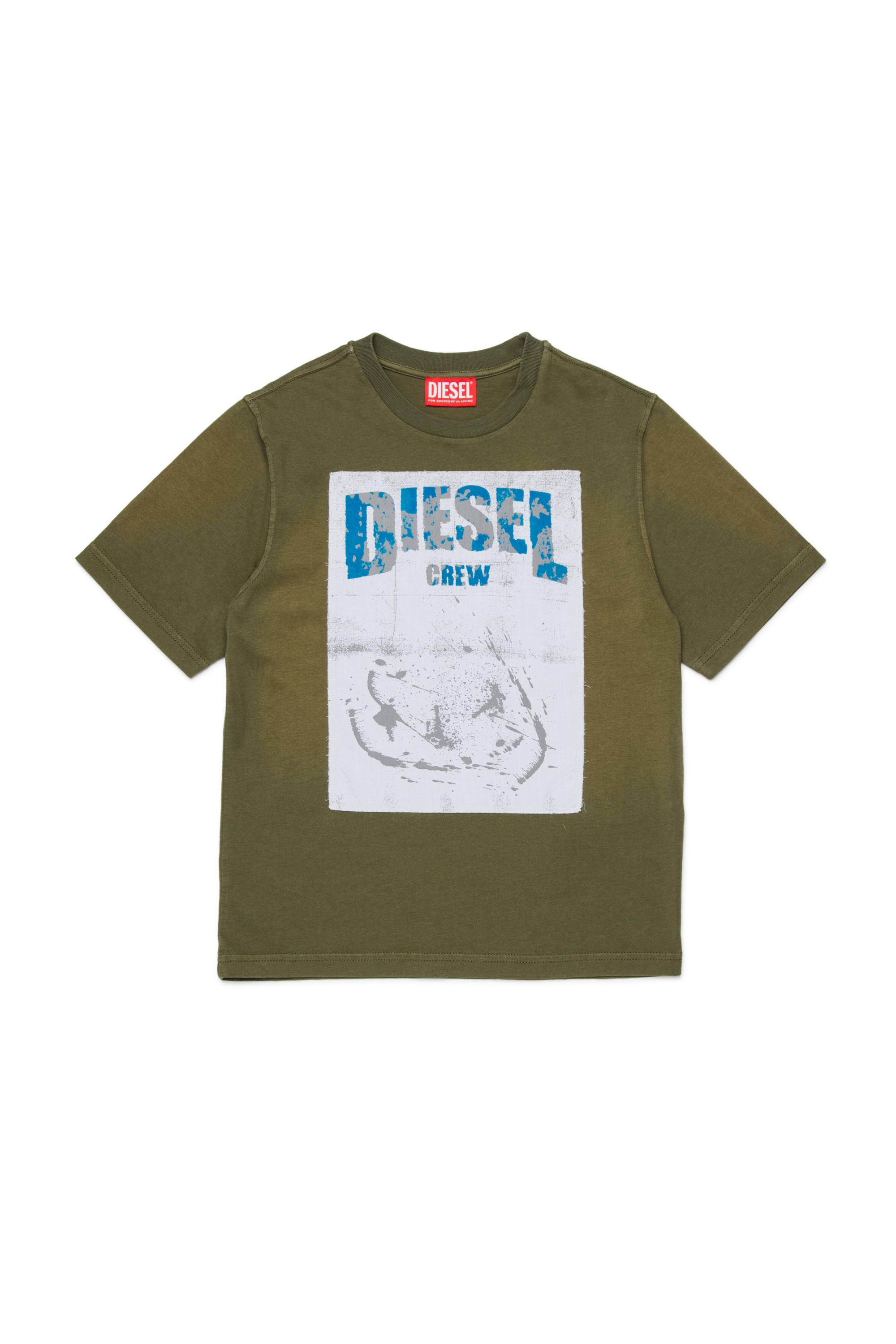 Diesel - TBERS OVER, T-shirt en coton avec imprim&eacute; graphique Diesel floqu&eacute; Homme in Vert - 1