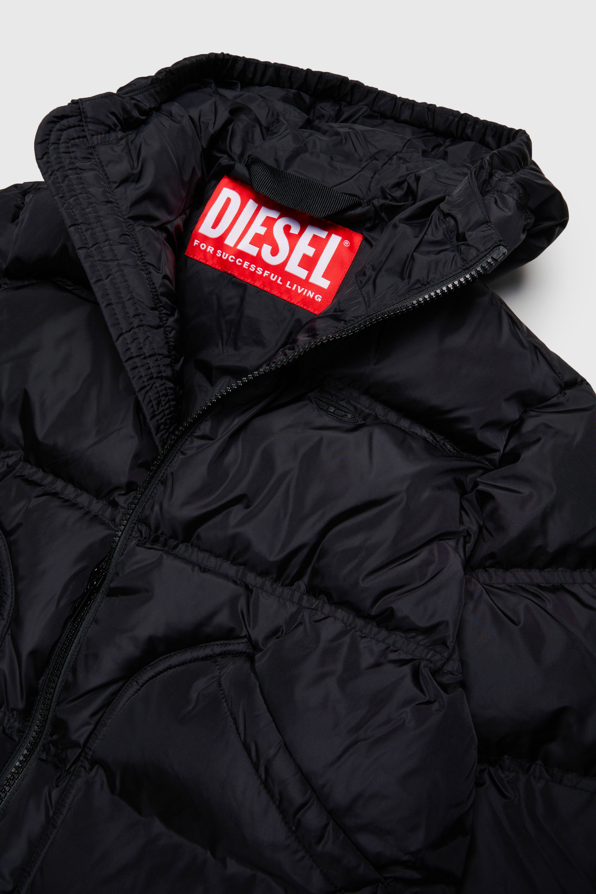 Diesel - JRIVONLONG, Manteau puffer avec poches oversize Mixte in Noir - 3