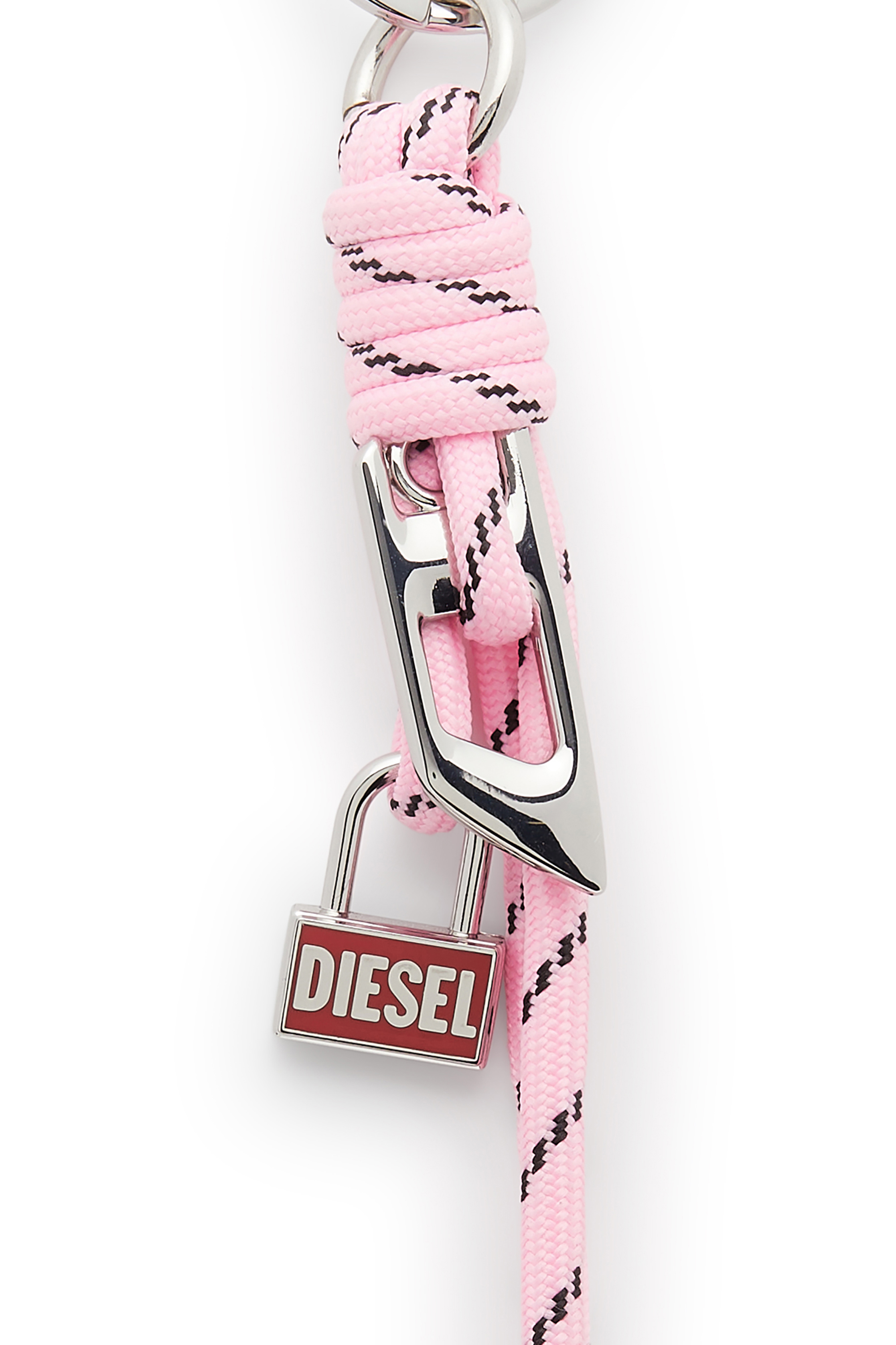 Diesel - ROPE II, Breloque en m&eacute;tal et corde avec pendentif Diesel Mixte in Rose - 3