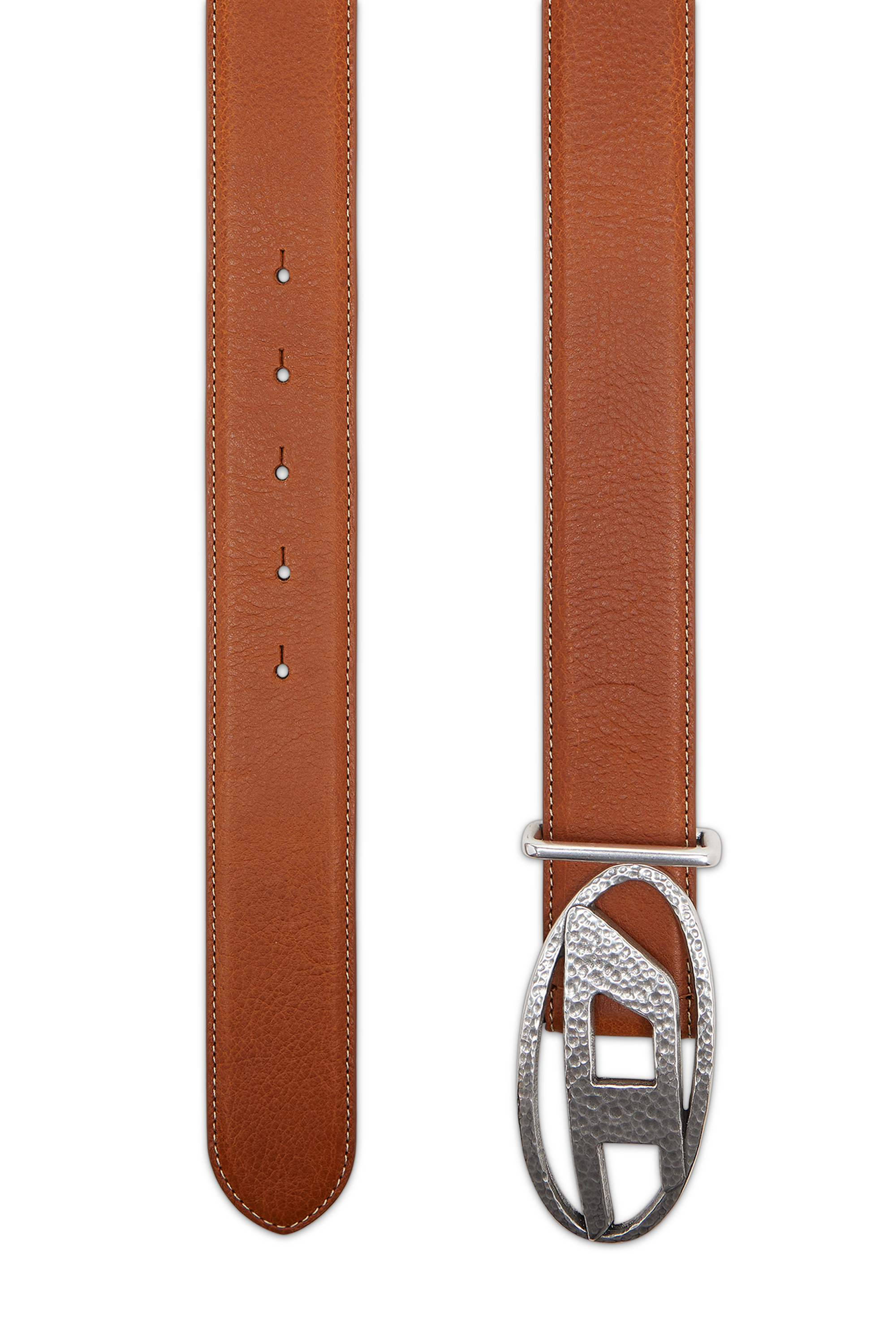Diesel - B-1DR, 4 cm ceinture en cuir avec boucle Oval D martel&eacute;e Mixte in Marron - 2