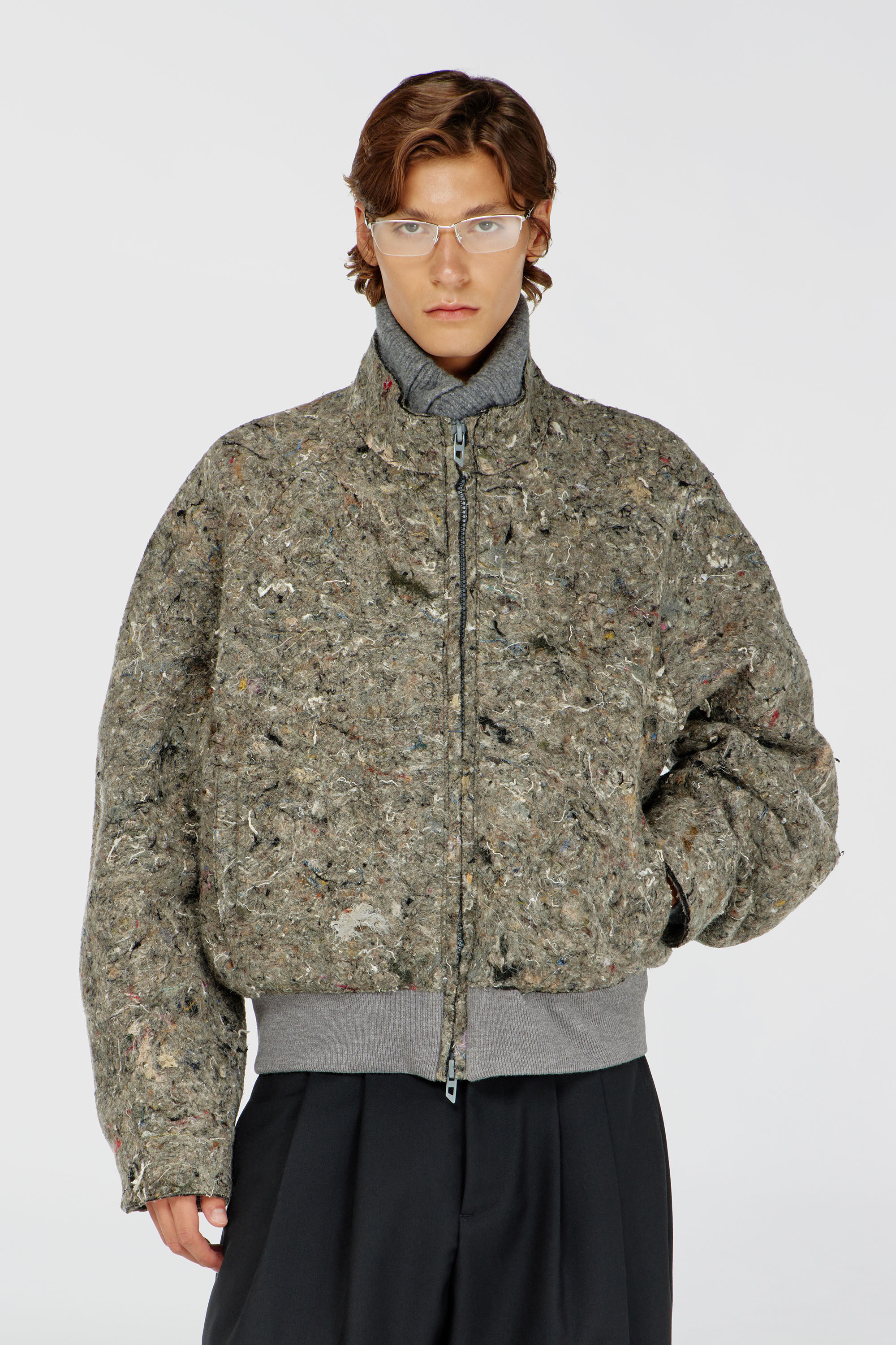 Diesel - J-DISTEM, Man's Upcycled felted jacket in Grey - 1