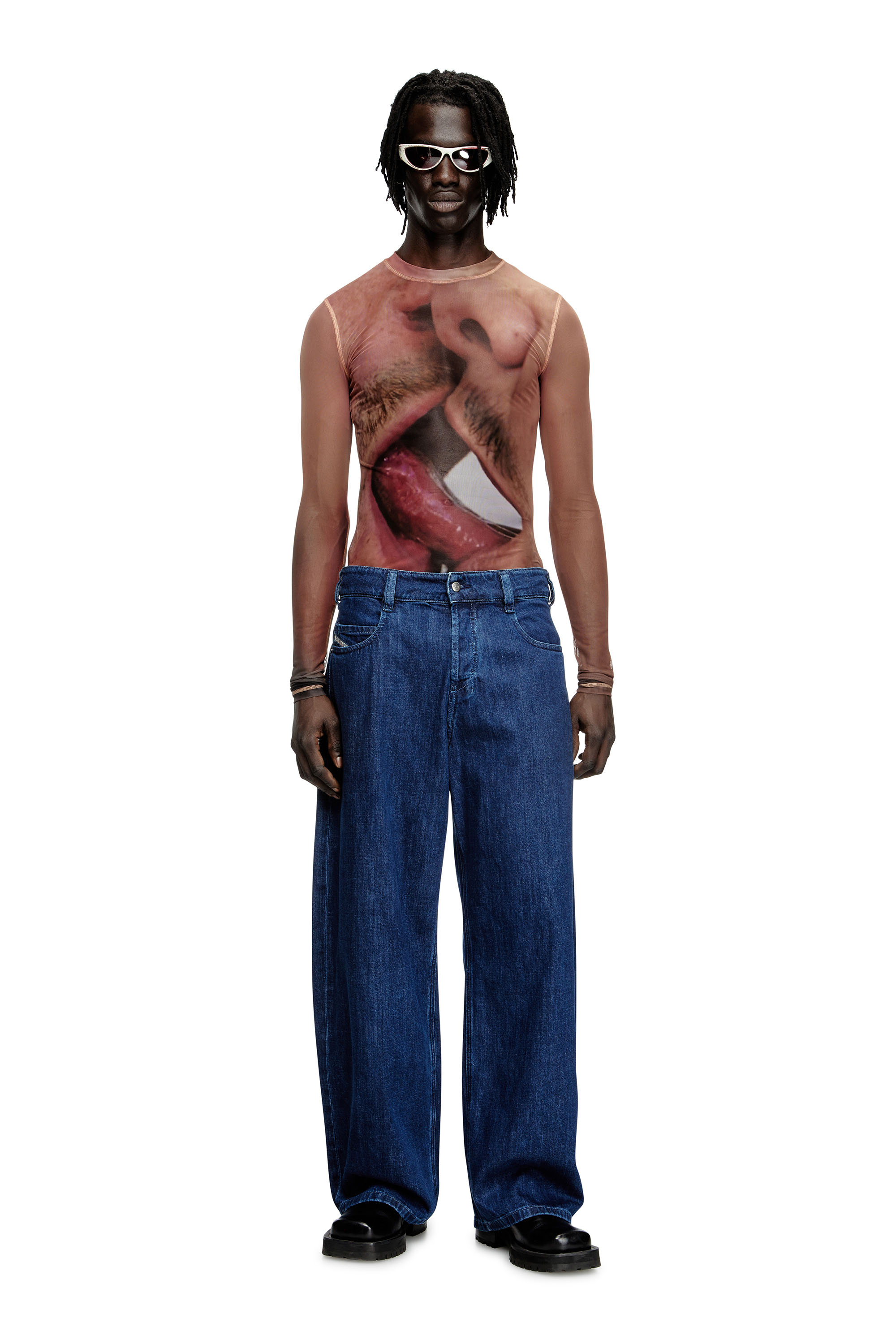 Diesel - PR-T-SIELAR-TOM25-1, Haut à manches longues en maille technique imprimée Mixte in Rose - 1