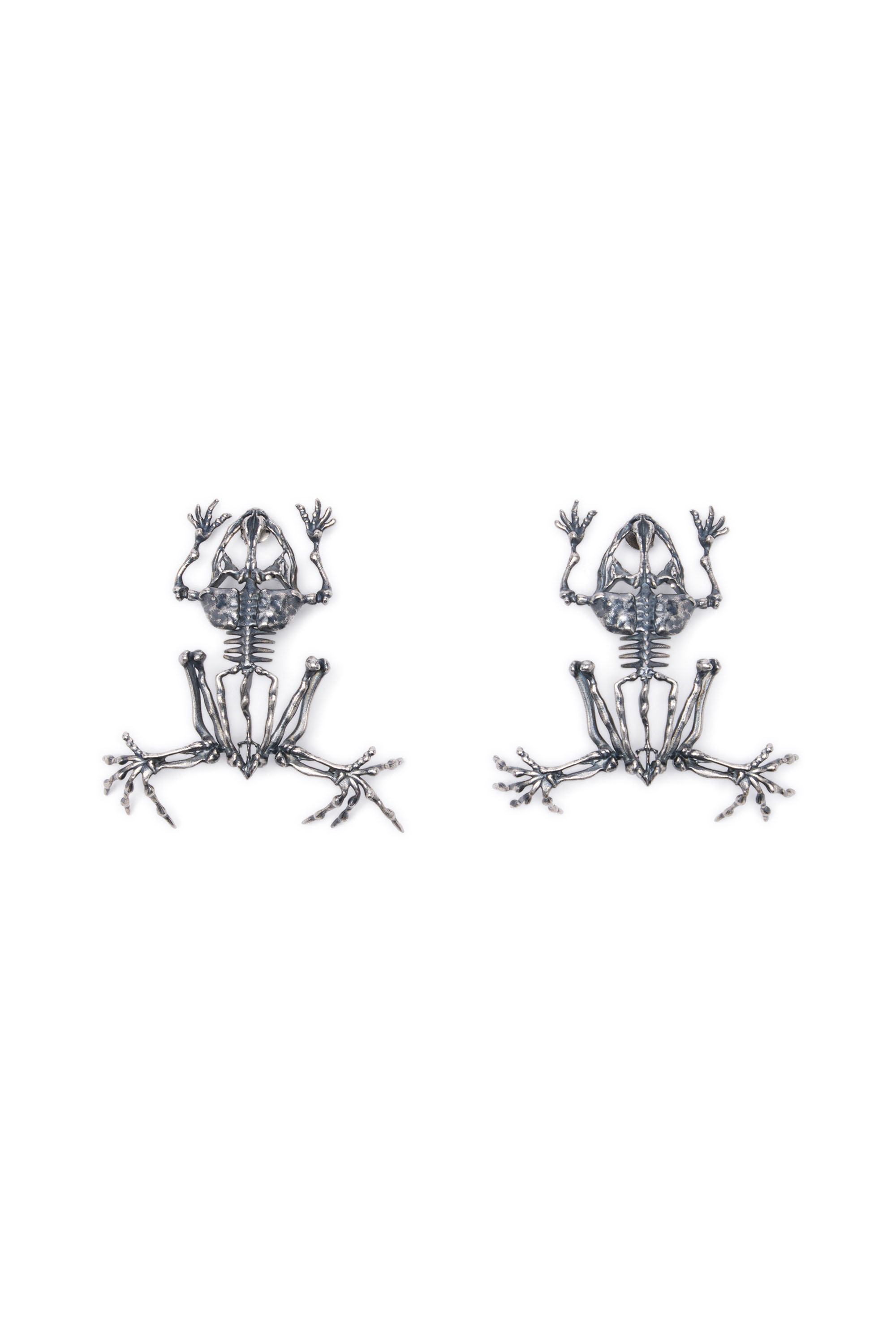Diesel - EARRINGS FROG, Boucles d'oreilles m&eacute;talliques effet squelette Femme in Gris argent&eacute; - 3
