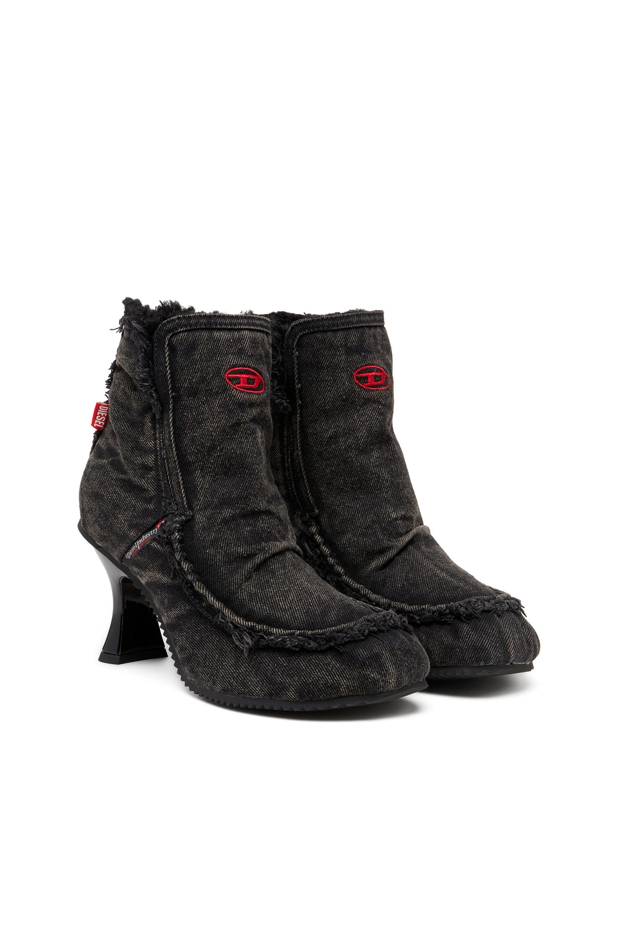 Diesel - D-WOODSTOCK HEEL AB, D-Woodstock - Bottes en denim à talon Femme in Noir - 3