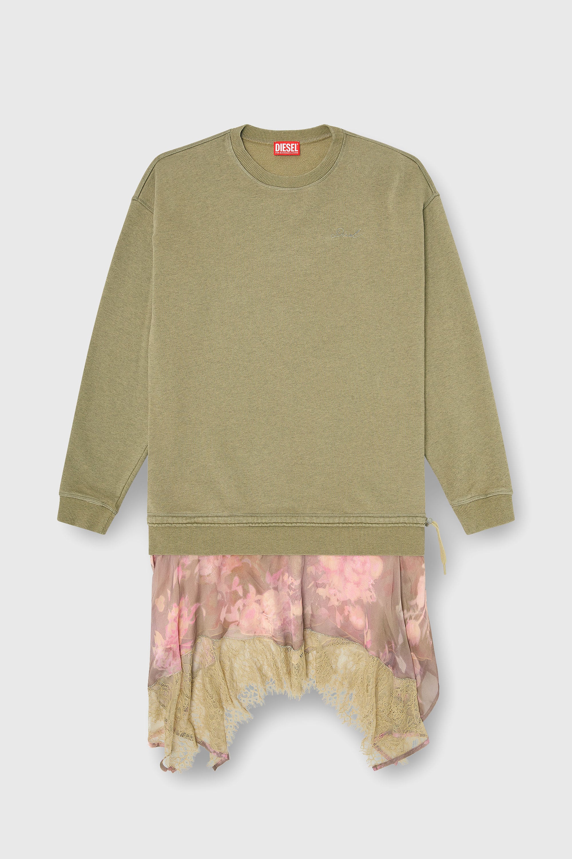 Diesel - D-ORELY, Robe sweat avec jupe &agrave; demi-longueur en chiffon et dentelle Femme in Polychrome - 1