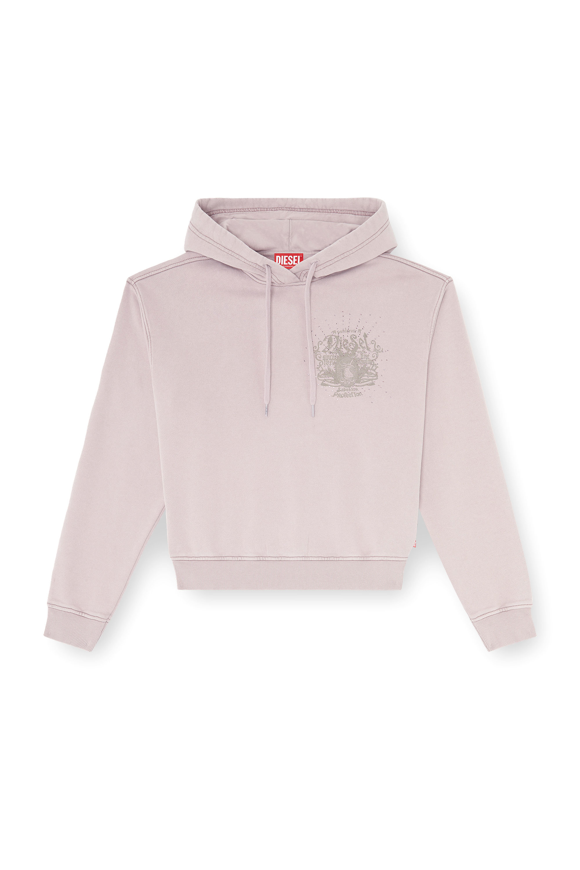 Diesel - F-PHOENY, Sweat &agrave; capuche avec imprim&eacute;s et clous strass Femme in Violet - 2