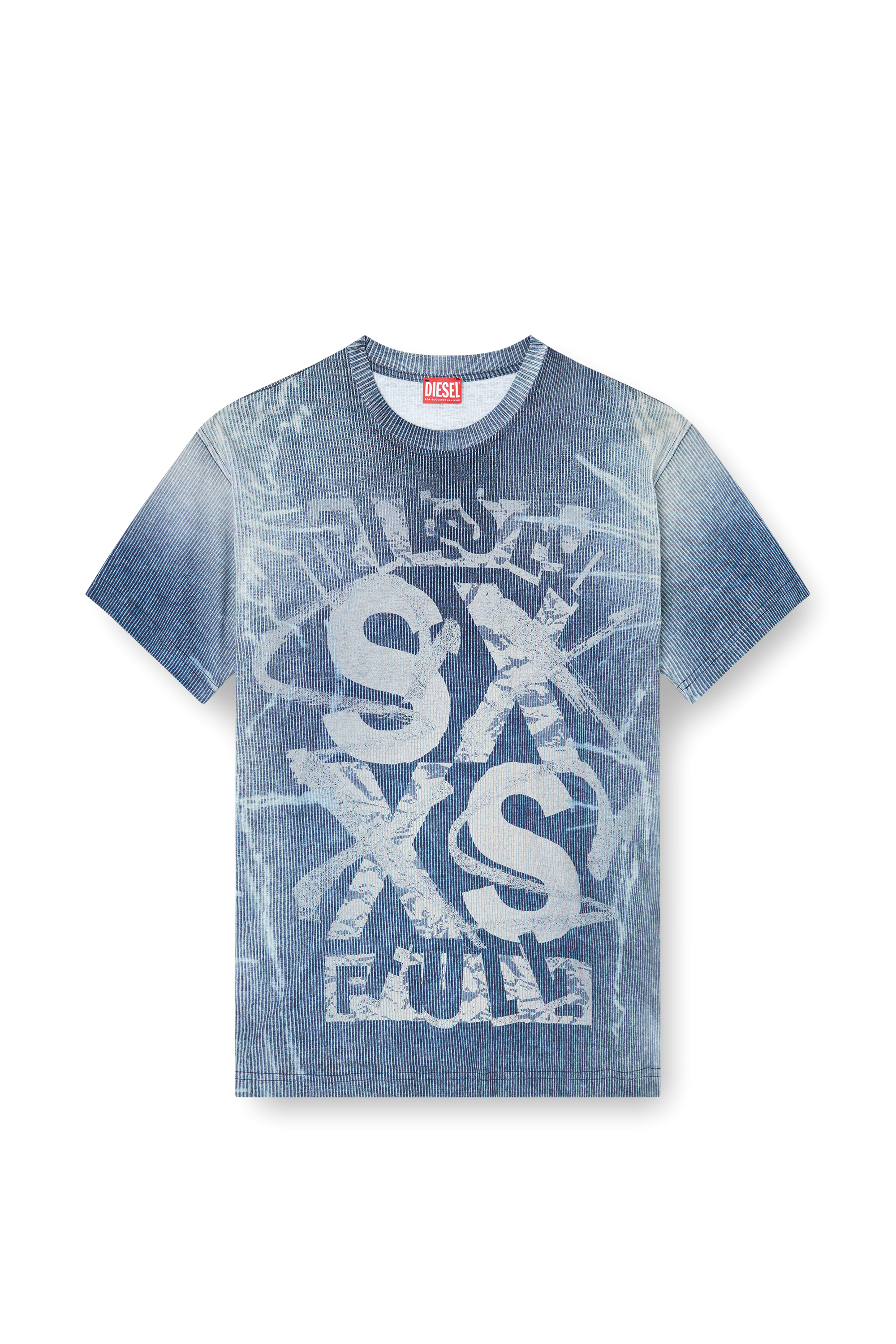 Diesel - T-NORM-R3, T-shirt avec imprimé en maille côtelée Homme in Bleu - 3