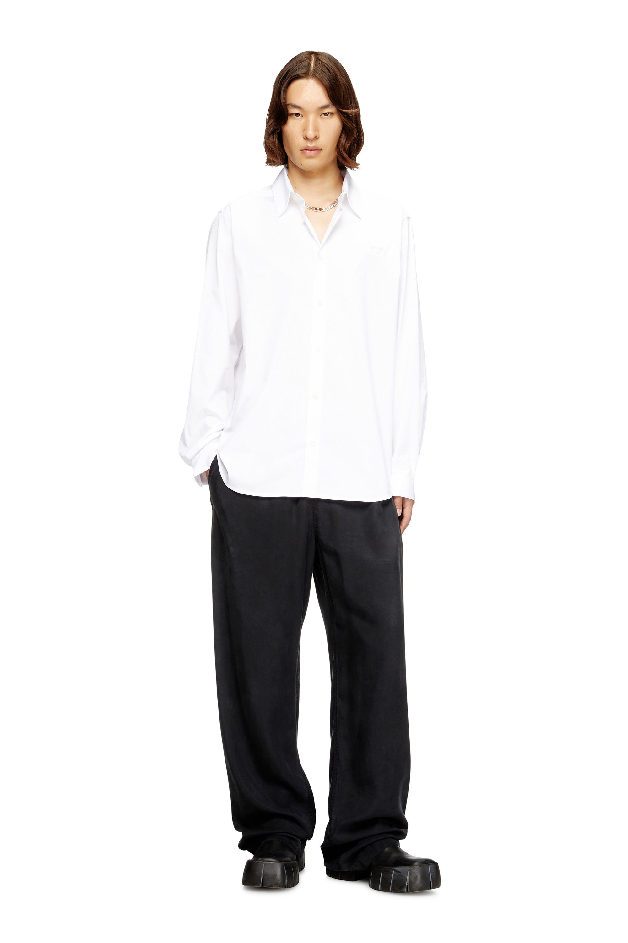 Diesel - S-SIMPLY-GSBH, Chemise en popeline extensible avec broderie Homme in Blanc - 1