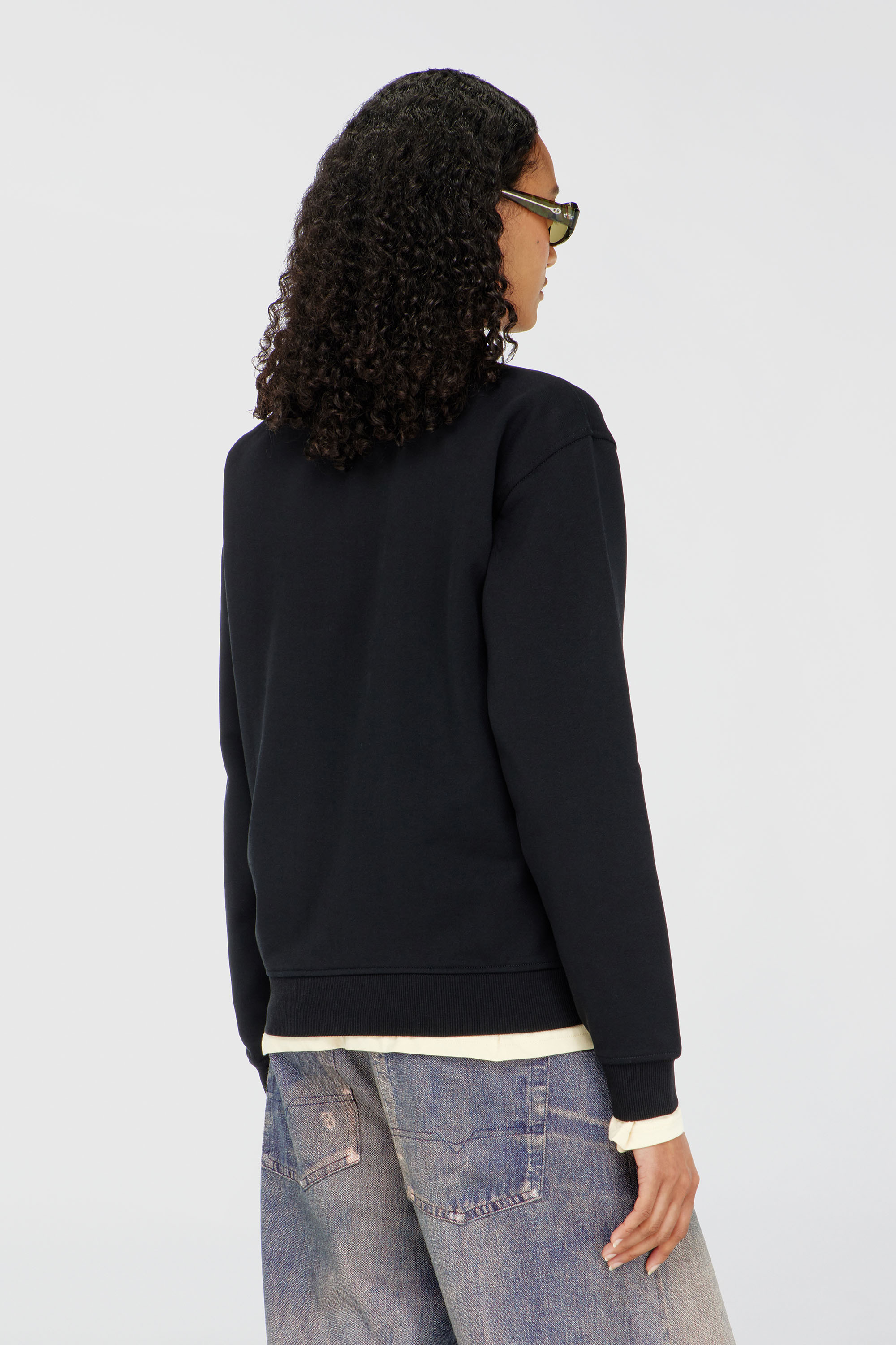 Diesel - F-NORMY-OD, Sweat-shirt en coton avec broderie Oval D Femme in Noir - 4